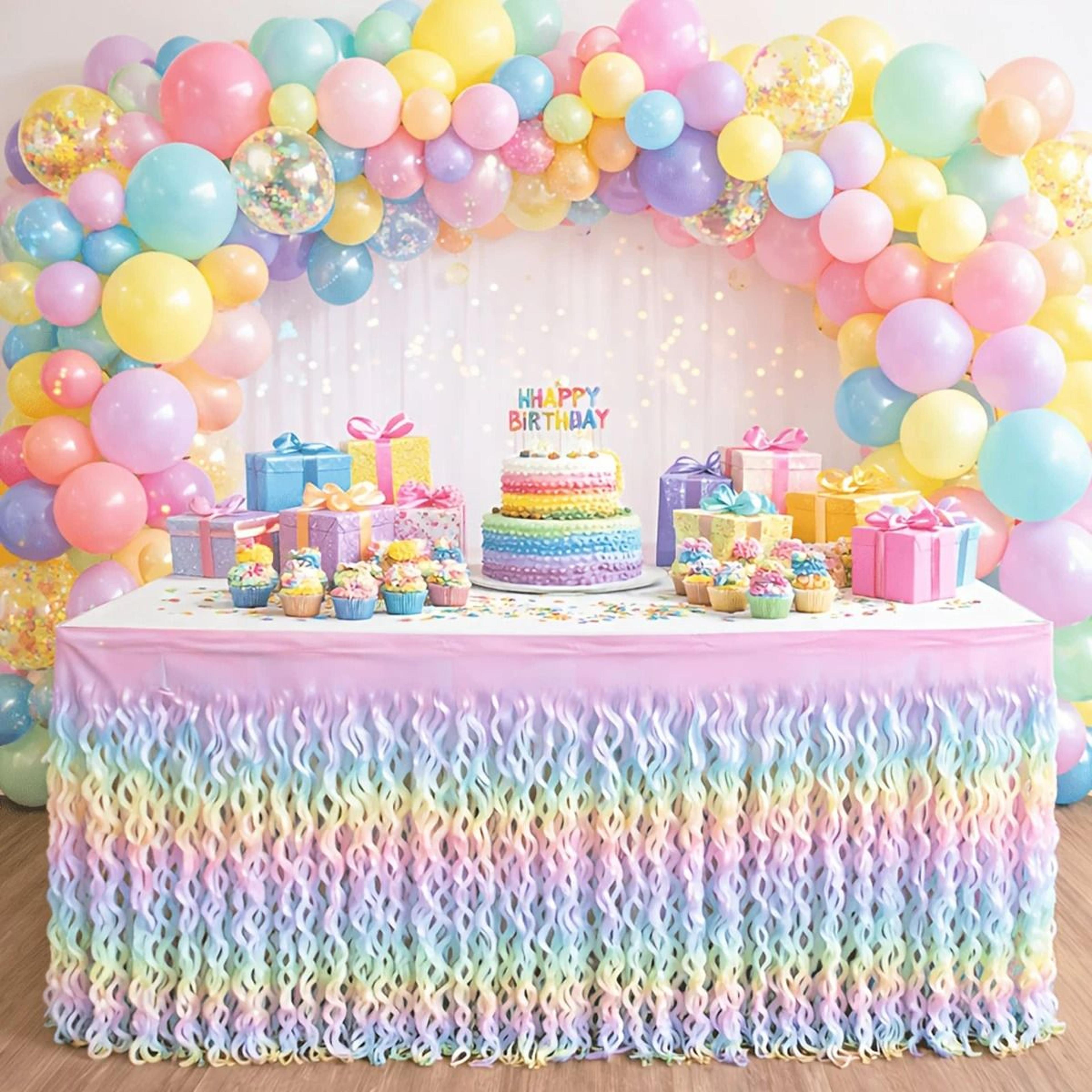 Rainbow Gradient Wave Disposable Table Skirt For Birthday Parties And Weddings 3
