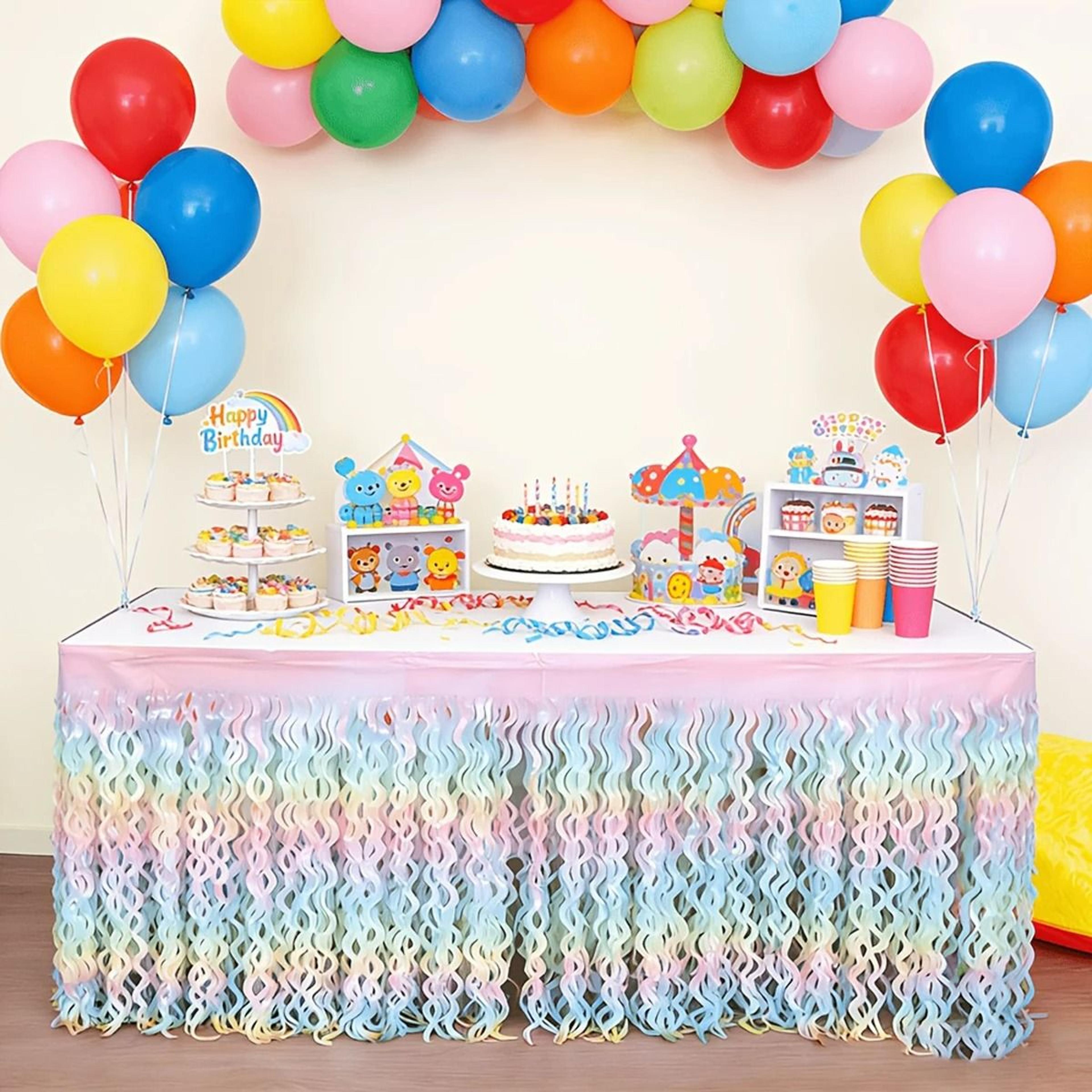 Rainbow Gradient Wave Disposable Table Skirt For Birthday Parties And Weddings 2