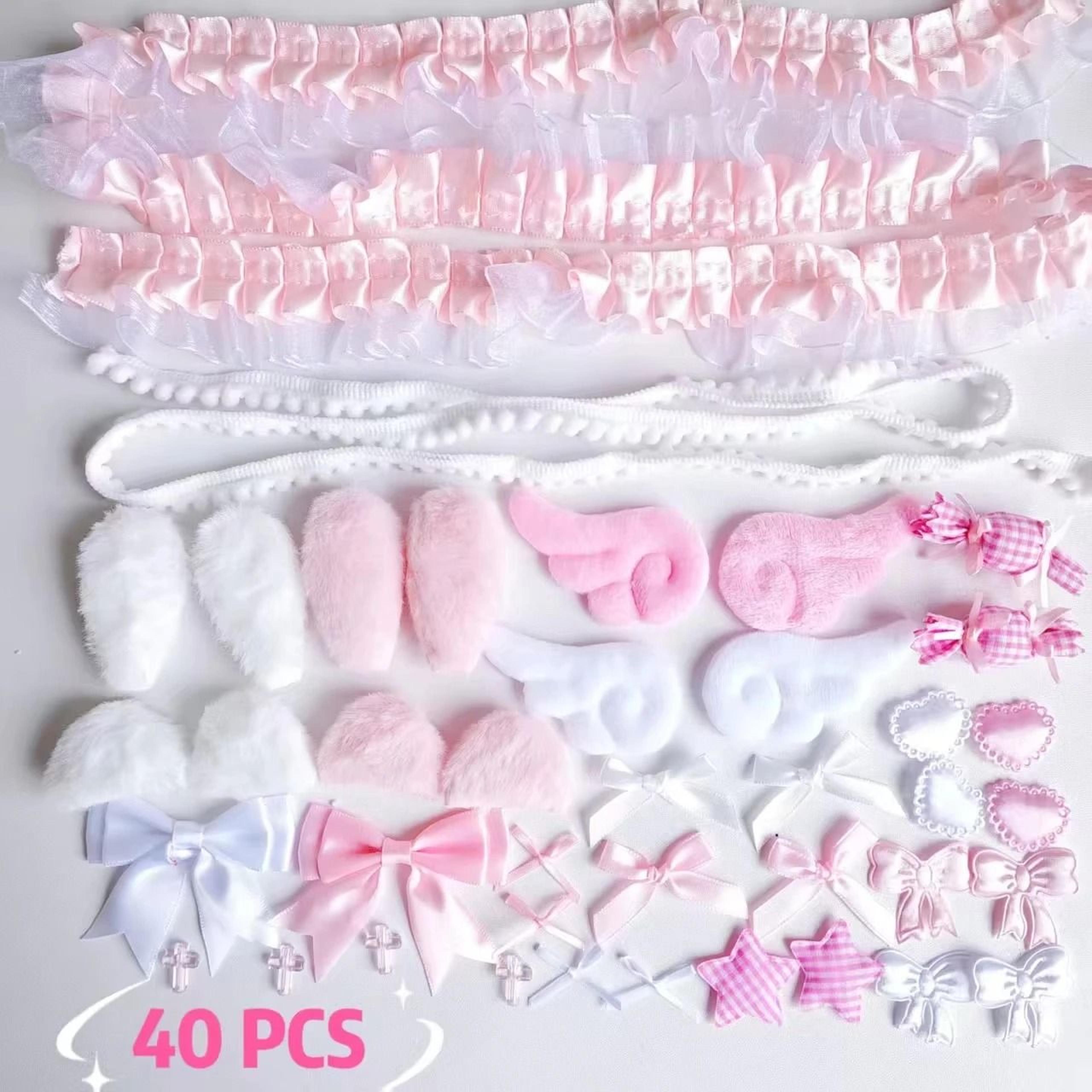 40 Piece Lace And Plush Craft Kit With Bunny Ears Angel Wings And Shapes 6