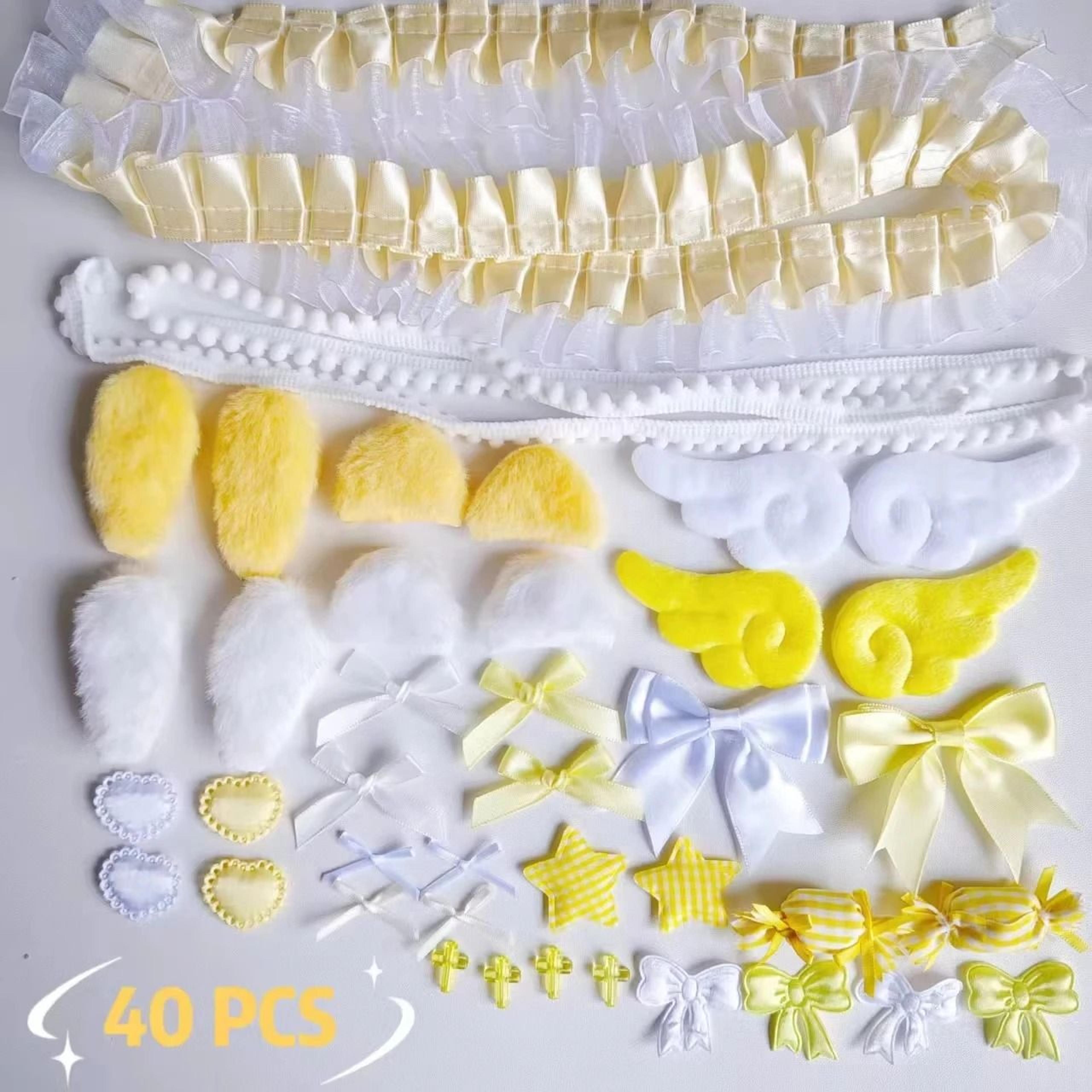 40 Piece Lace And Plush Craft Kit With Bunny Ears Angel Wings And Shapes 9