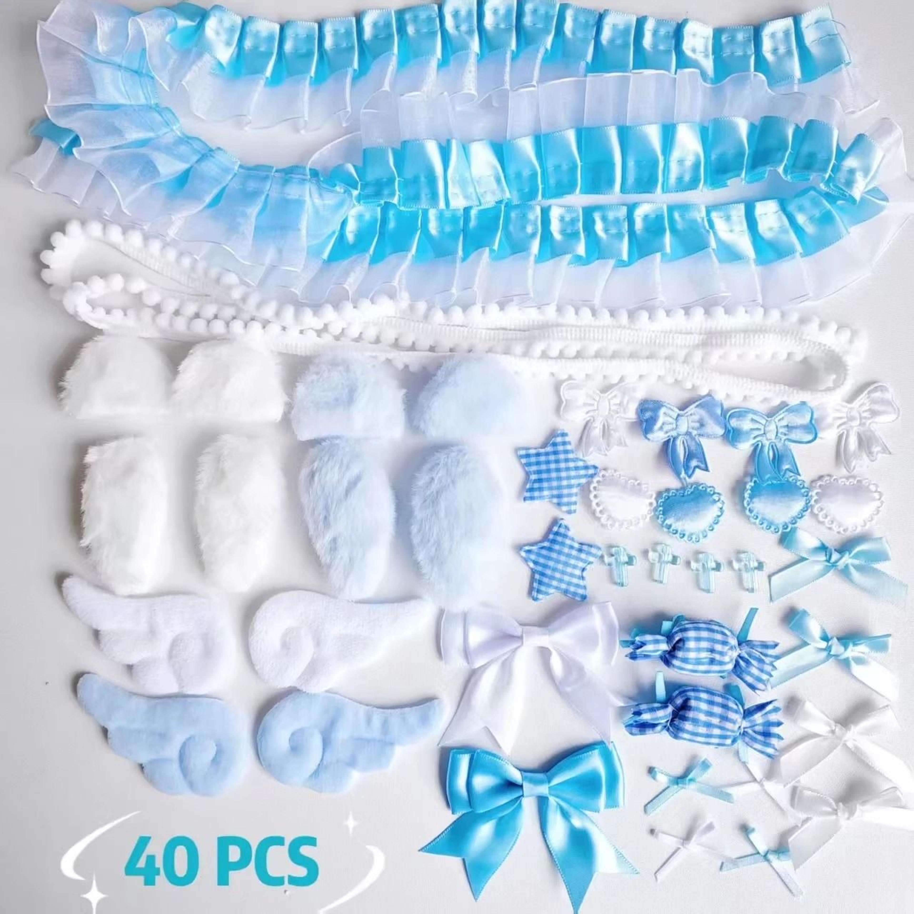 40 Piece Lace And Plush Craft Kit With Bunny Ears Angel Wings And Shapes 7