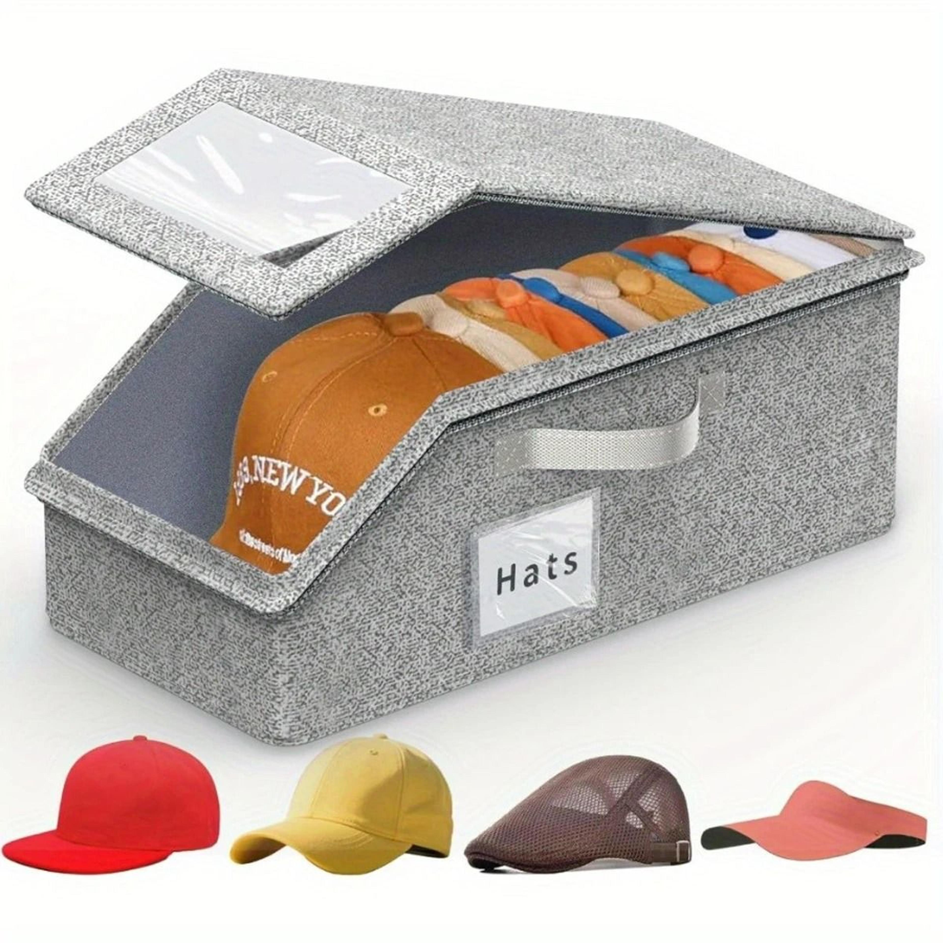 Foldable Baseball Cap Organizer Box With Clear Window Holds Up To 13 Hats 0
