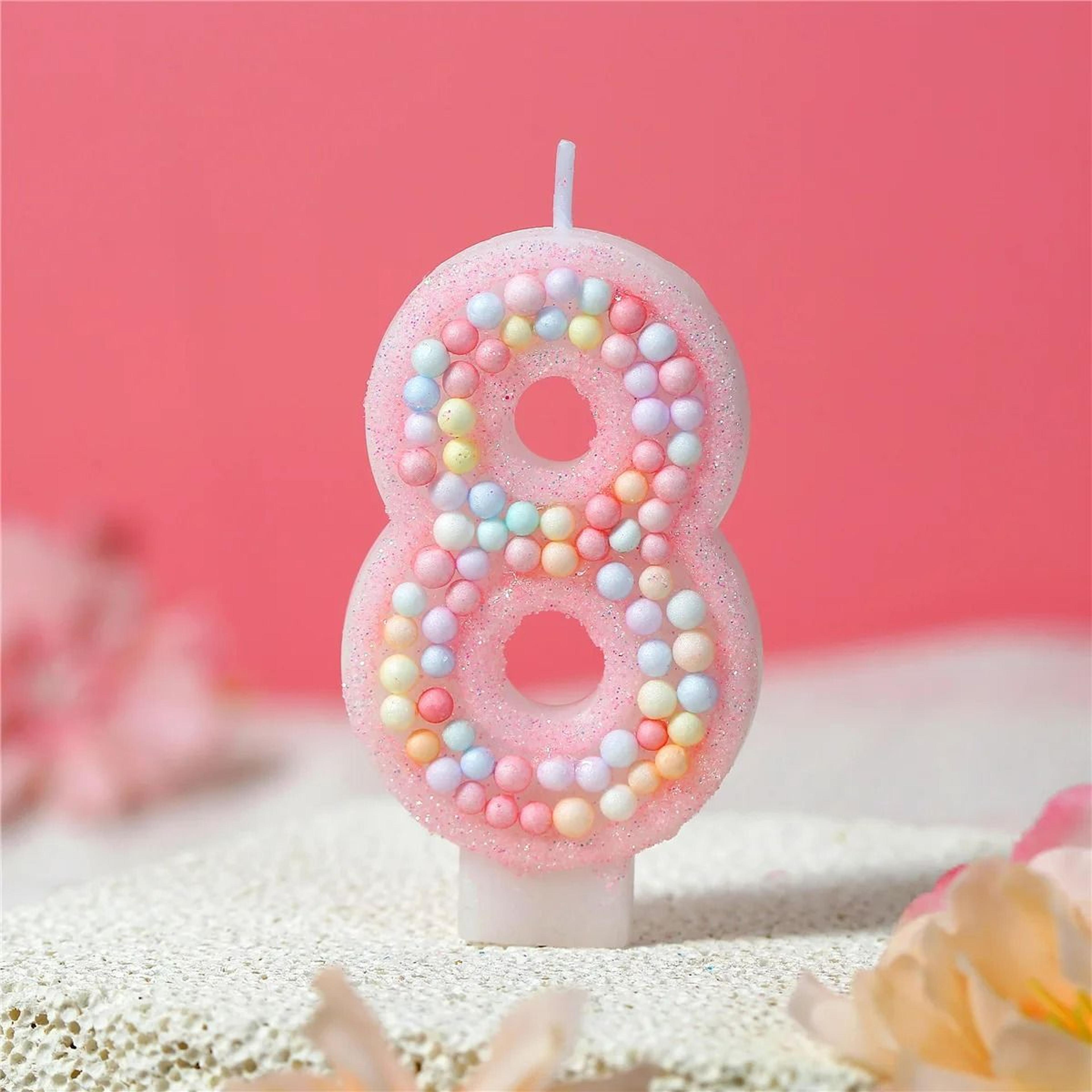 White And Pink Macaron Birthday Candles With Axolotl Cake Topper Accent 13