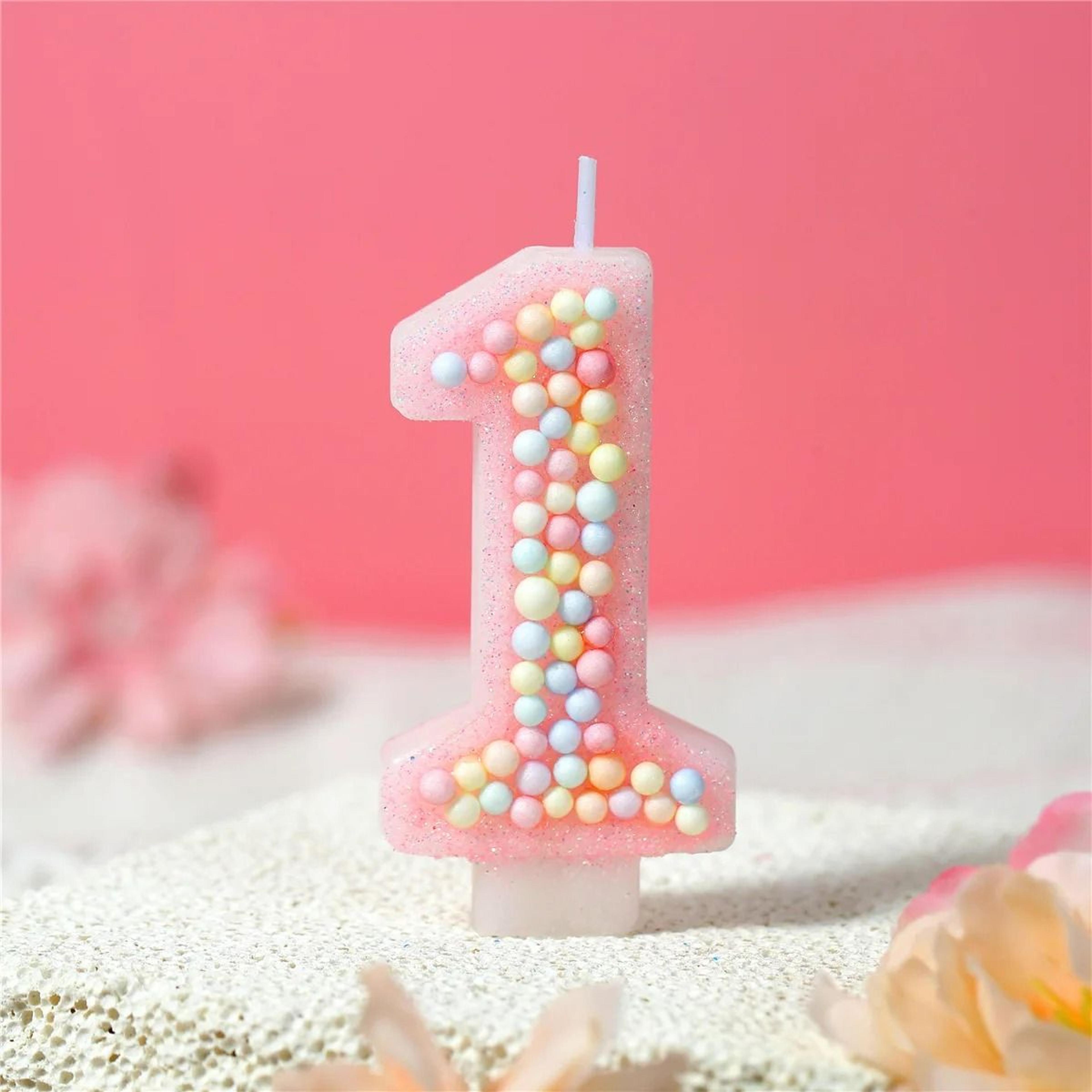 White And Pink Macaron Birthday Candles With Axolotl Cake Topper Accent 7