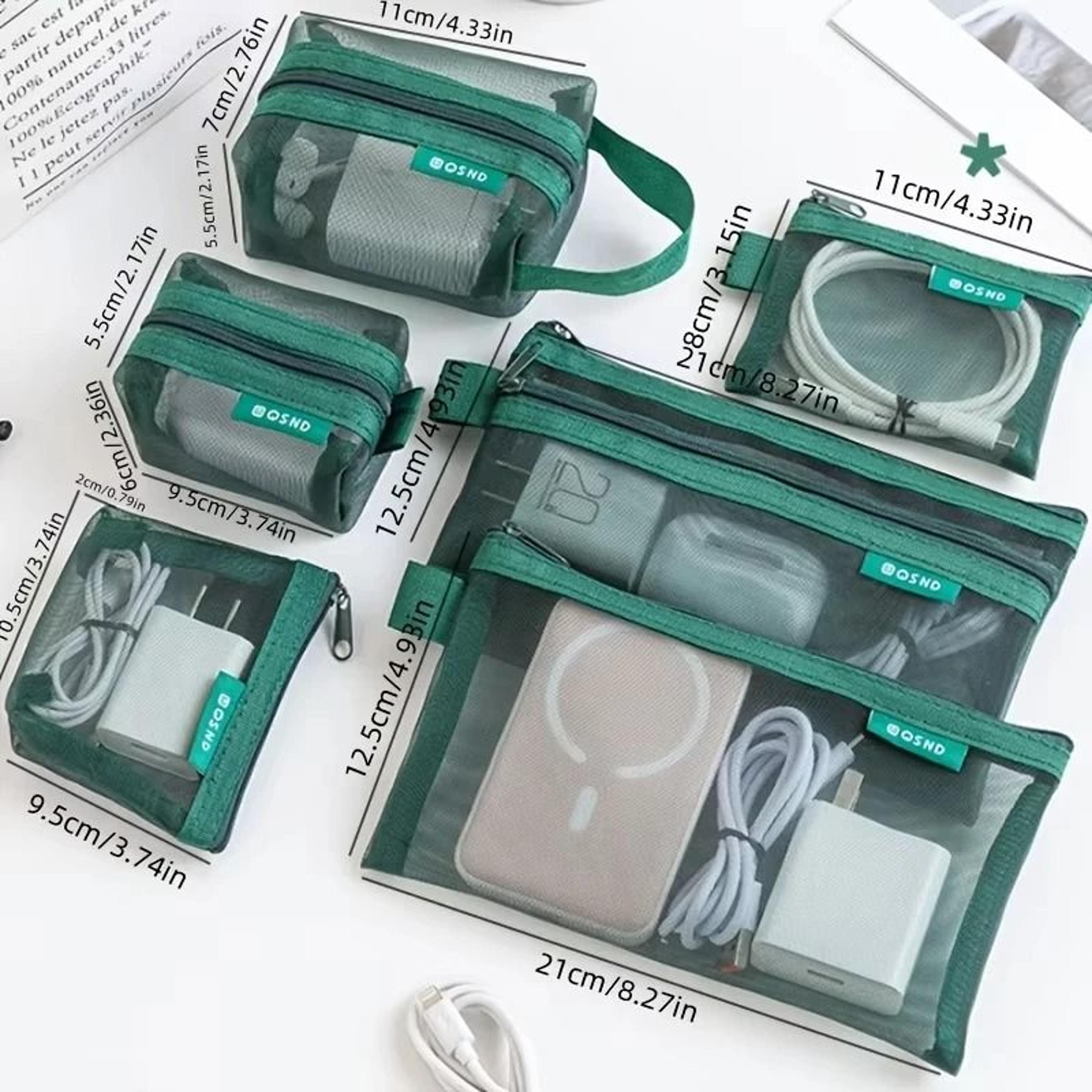 6 Piece Transparent Mesh Storage Pouch Set For Coins Cards And Cosmetics 1