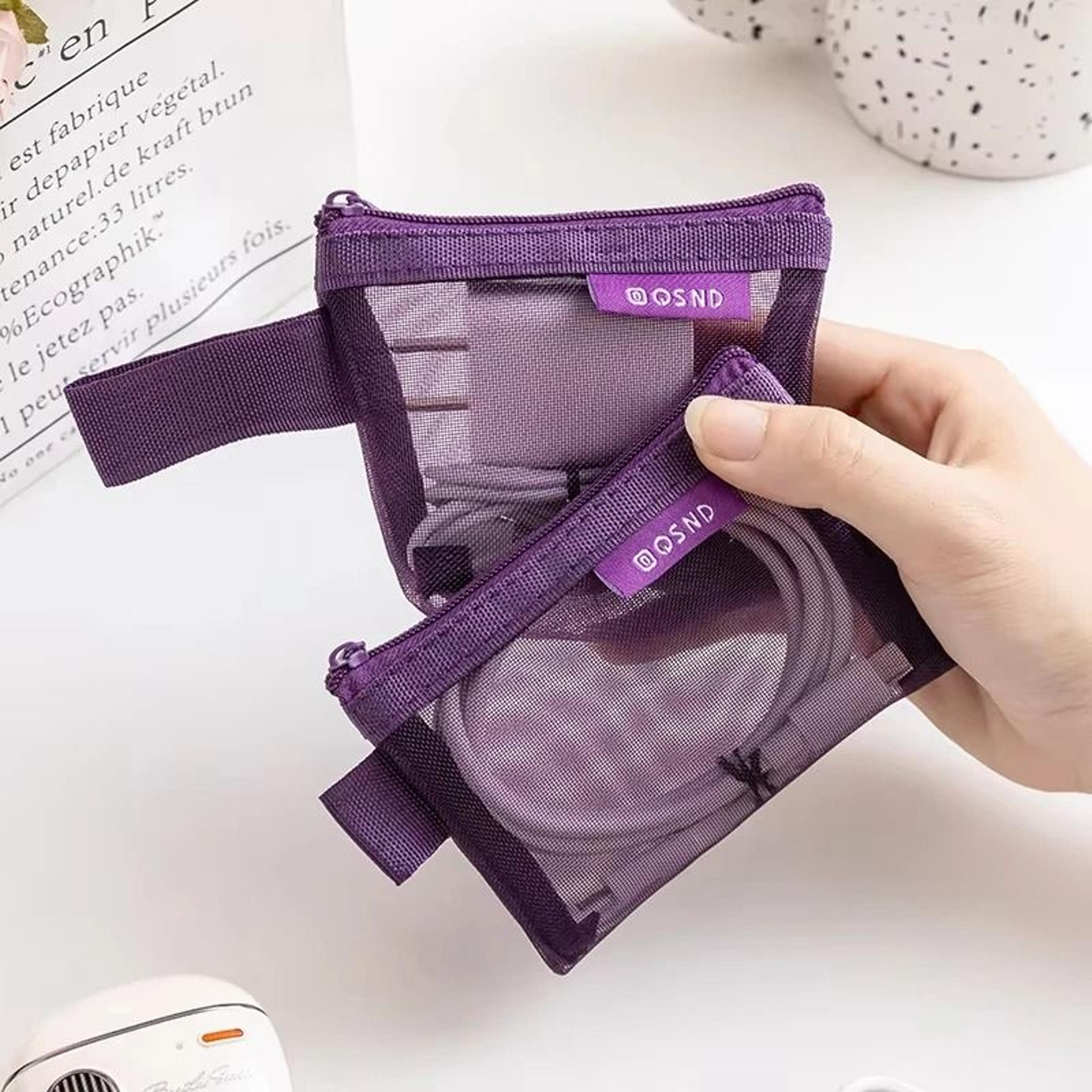 6 Piece Transparent Mesh Storage Pouch Set For Coins Cards And Cosmetics 4