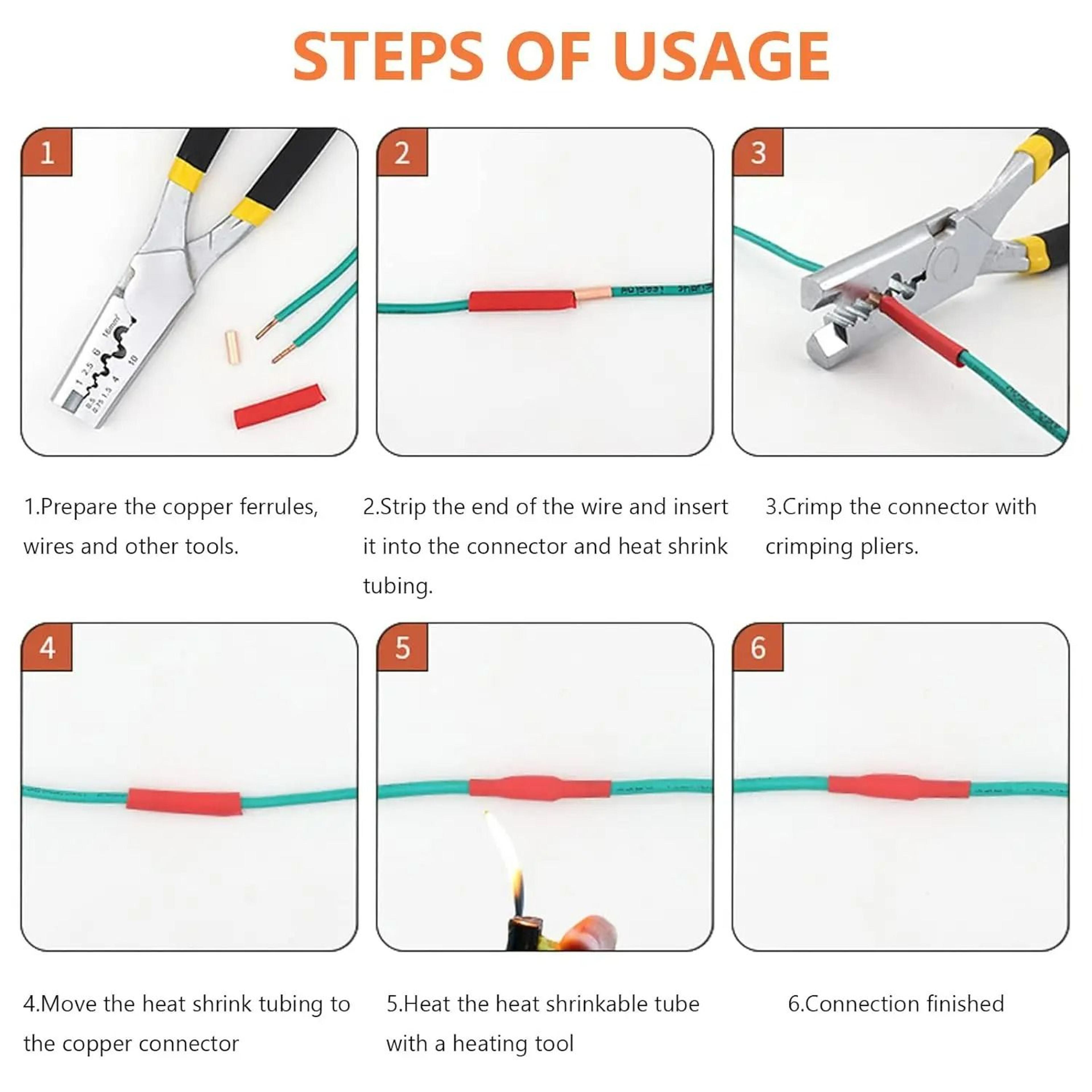 250 Piece NonInsulated Copper Wire Ferrules Kit With 7 Sizes For Electrical Crimp Terminals 5