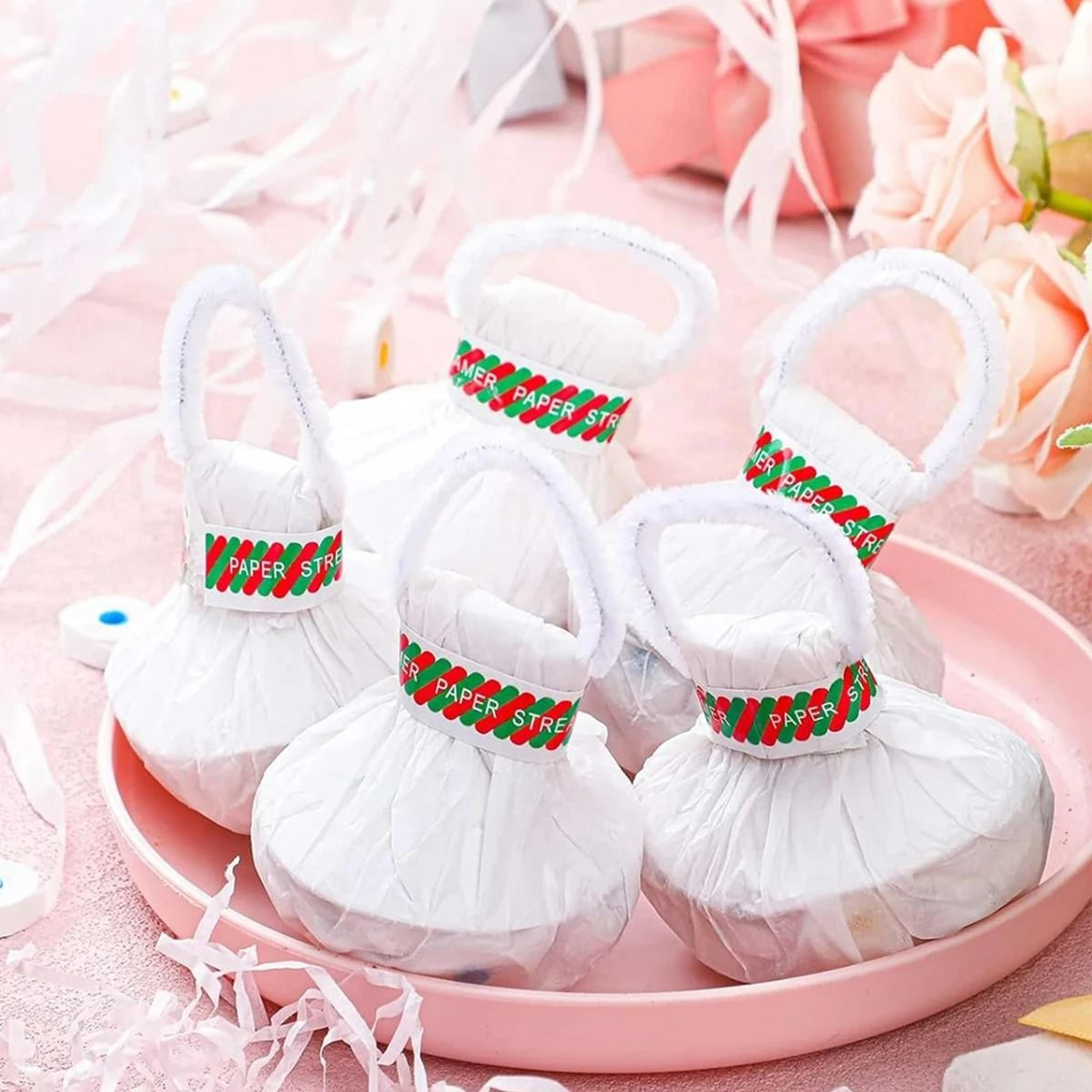 10-piece romantic white hand-throw streamers and confetti crackers for weddings and celebrations