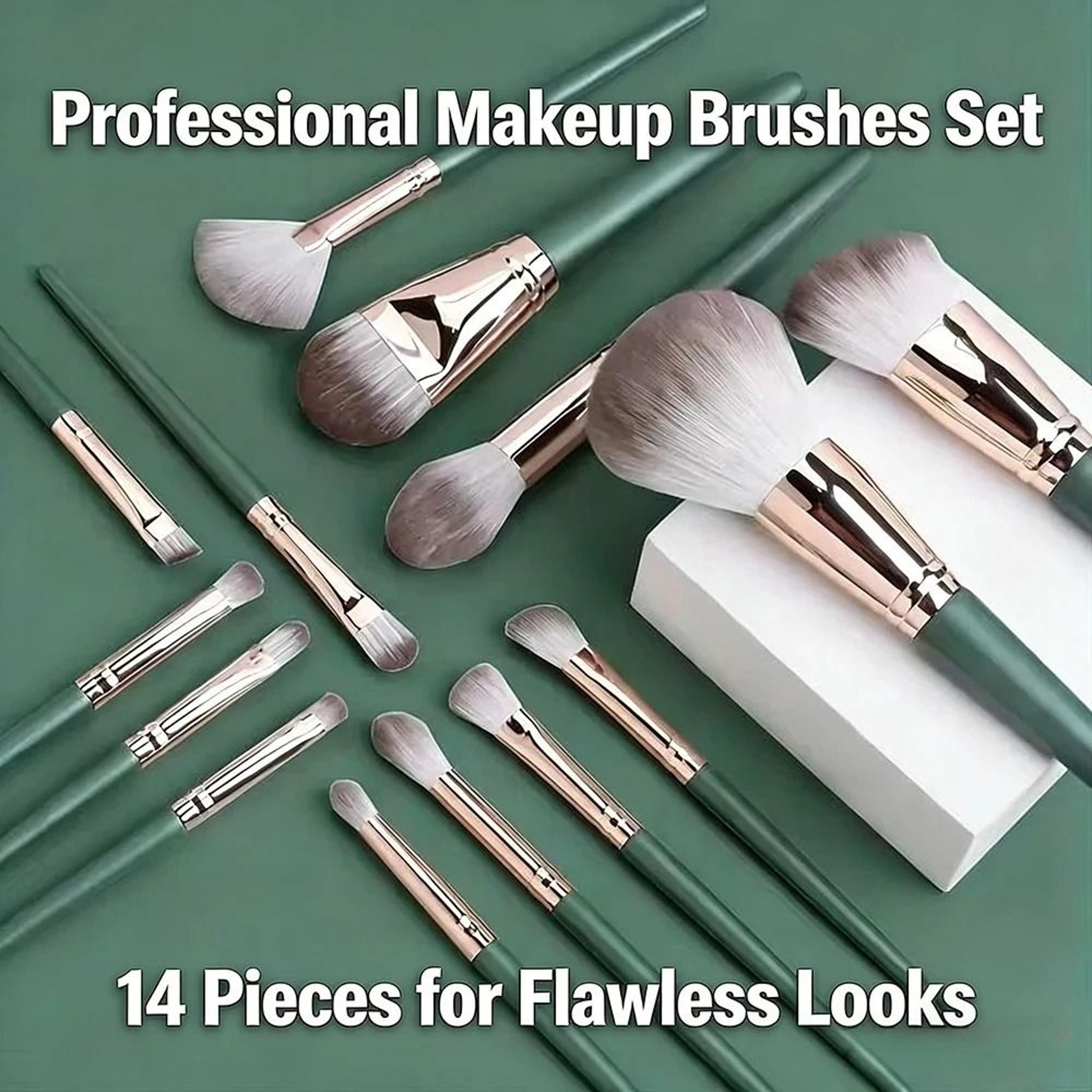 14Piece Cosmetic Powder Blush And Blending Makeup Brush Set With Storage Bag 5