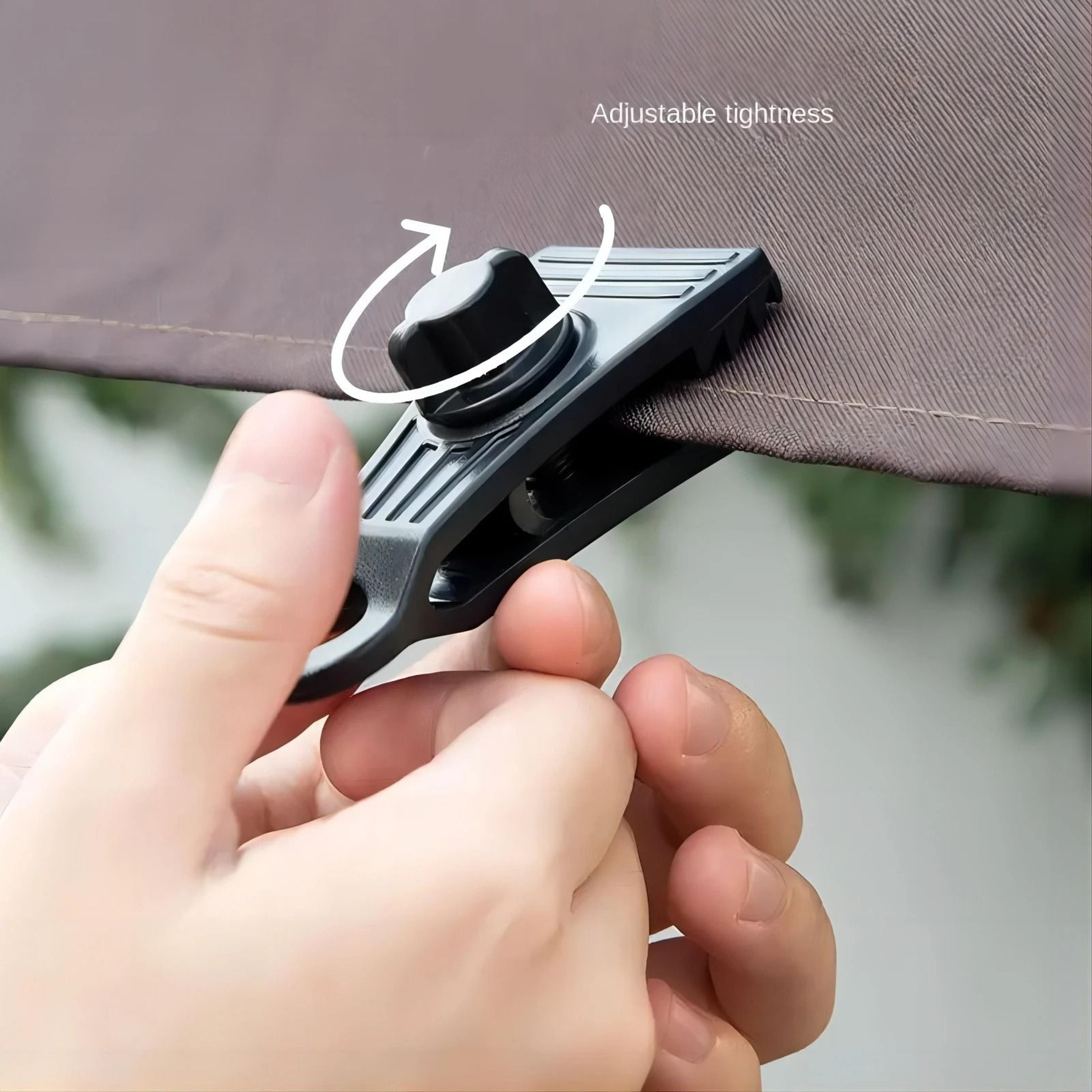 5-piece heavy-duty tent clamps with carabiners for outdoor tarps, awnings, and canopies
