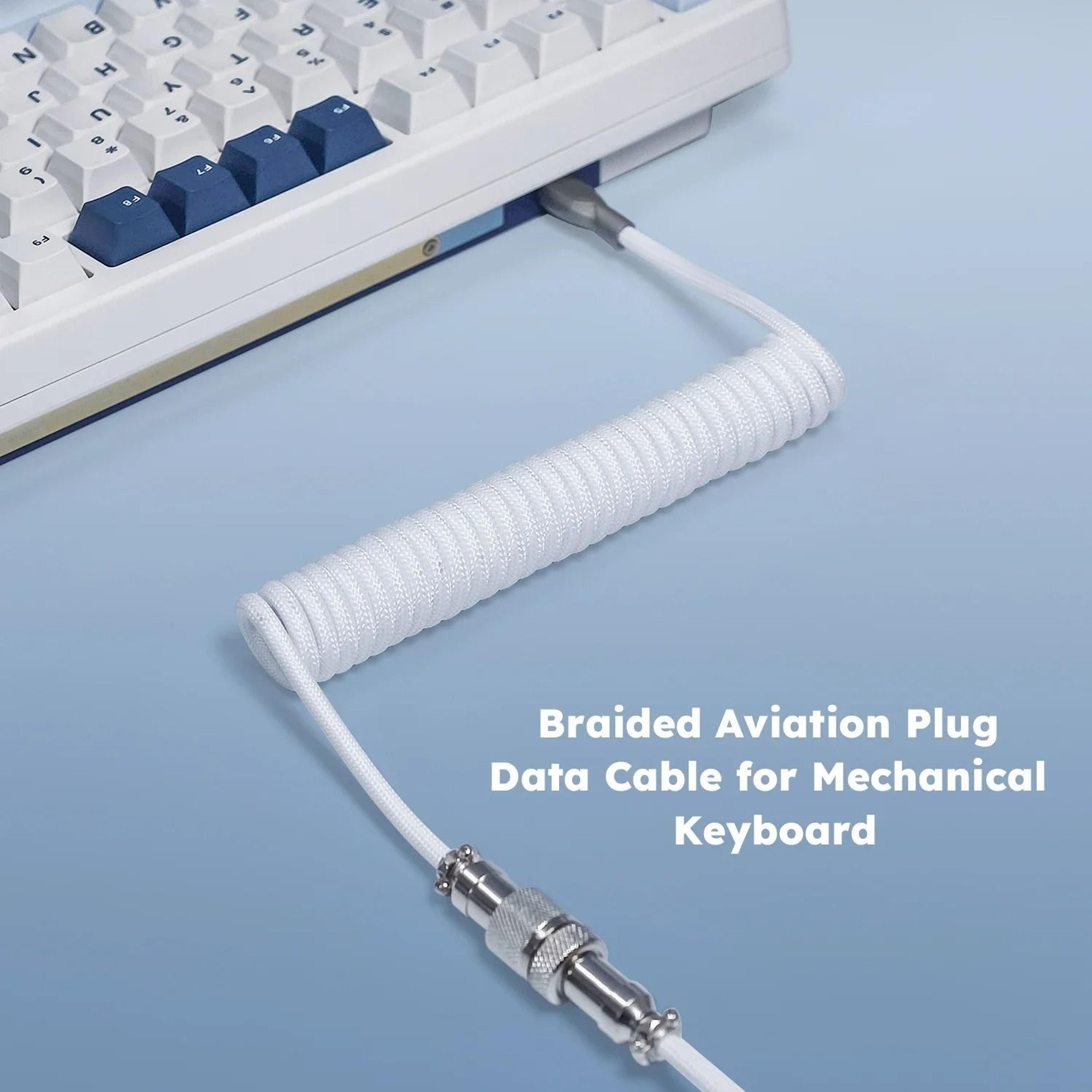 Coiled Mechanical Keyboard Aviator Cable USBA To TypeC Braided Macaron Color 2