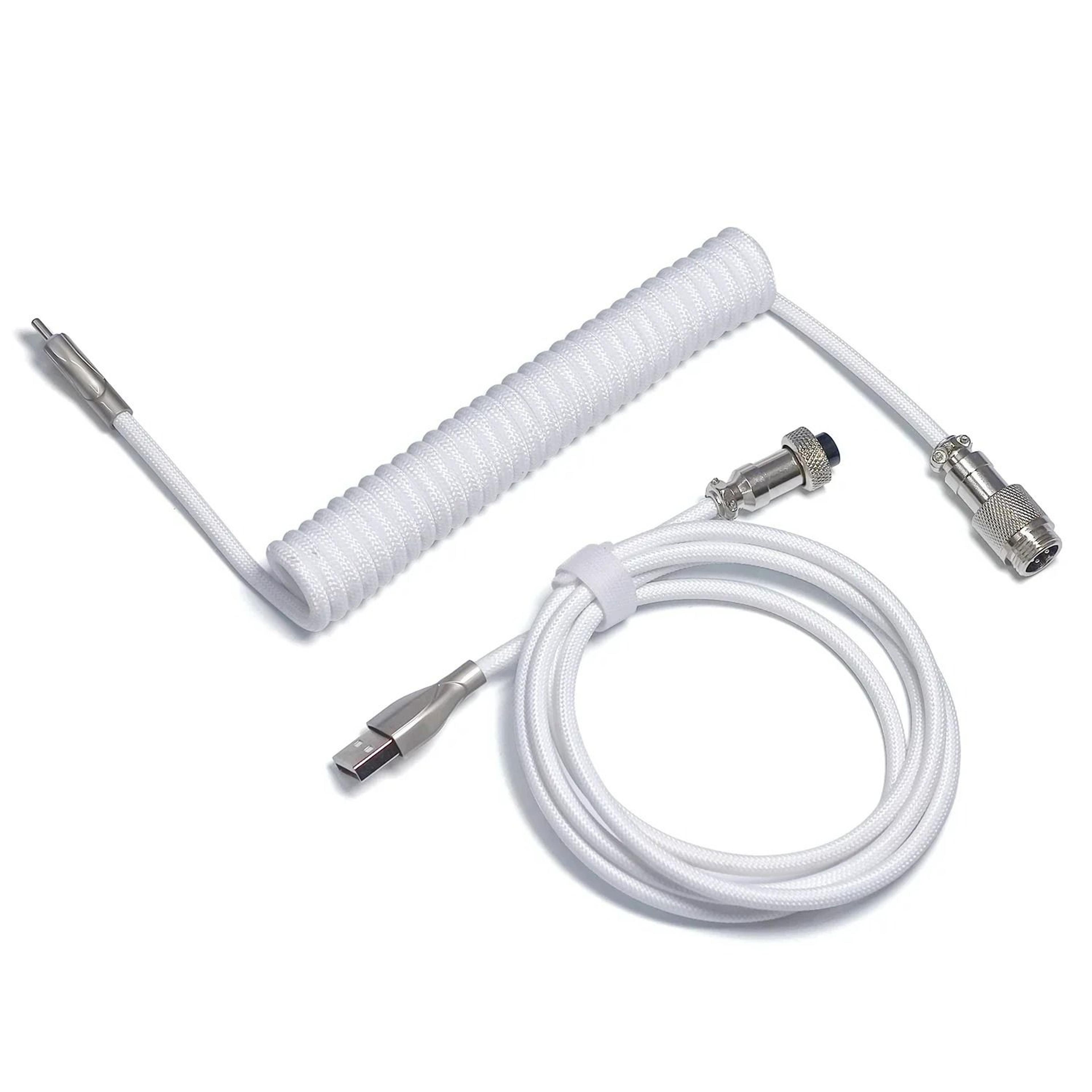 Coiled Mechanical Keyboard Aviator Cable USBA To TypeC Braided Macaron Color 7