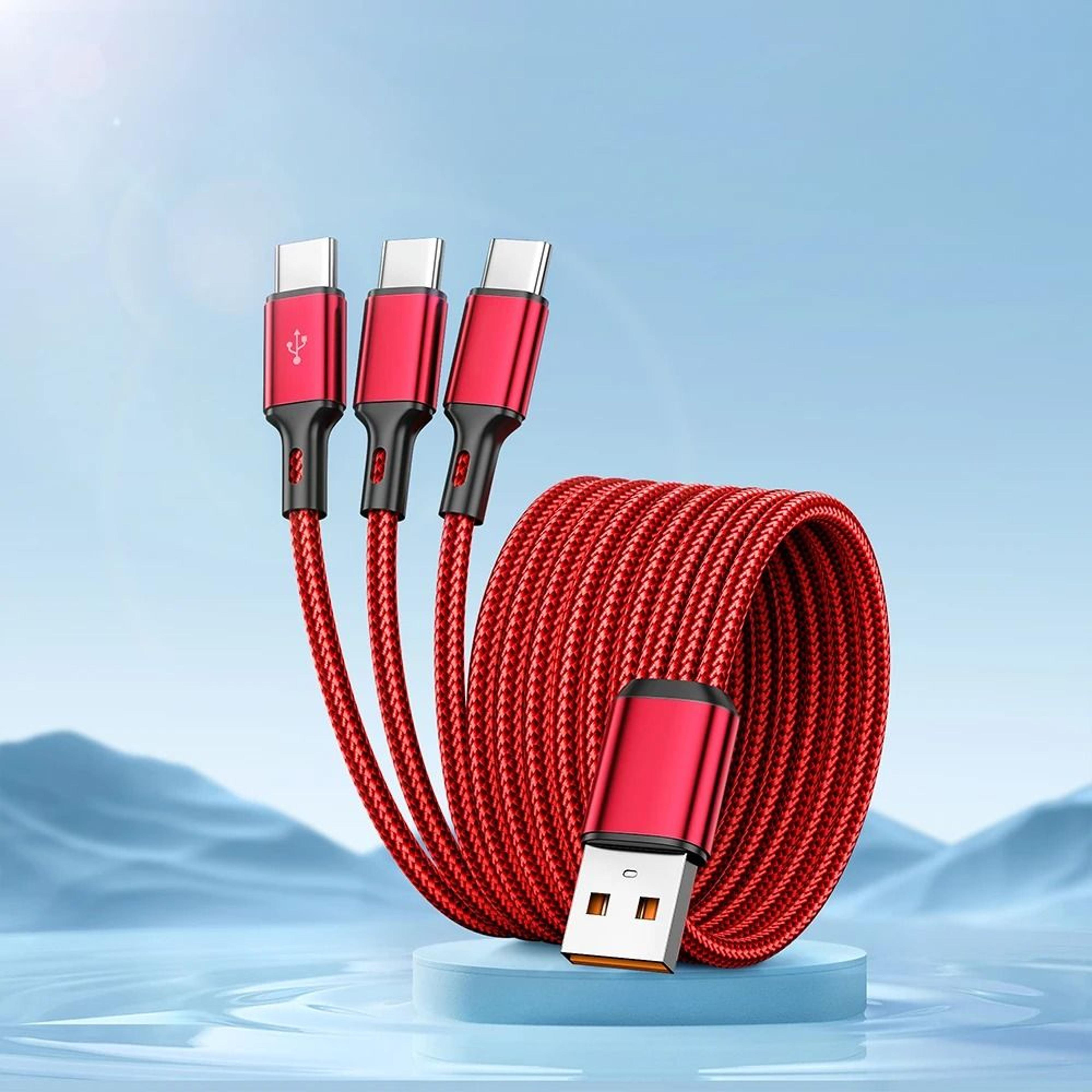 6A 120W HighSpeed 3in1 Universal Fast Charging USB Cable TypeC MicroUSB  Lightning 7