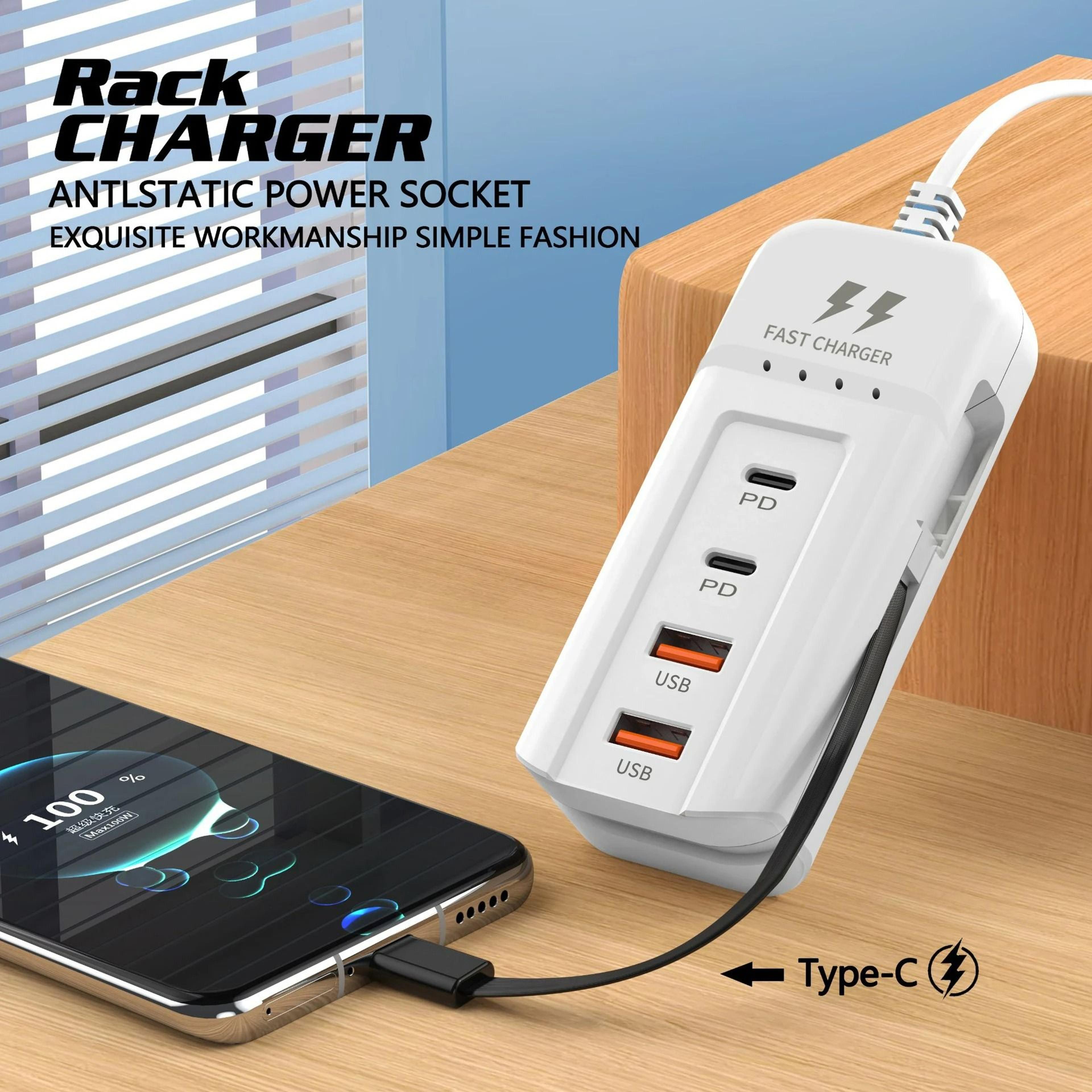 66W HighSpeed USB  TypeC Wall Power Charger Adapter For Xiaomi Samsung IPad  QC 30 Devices 3