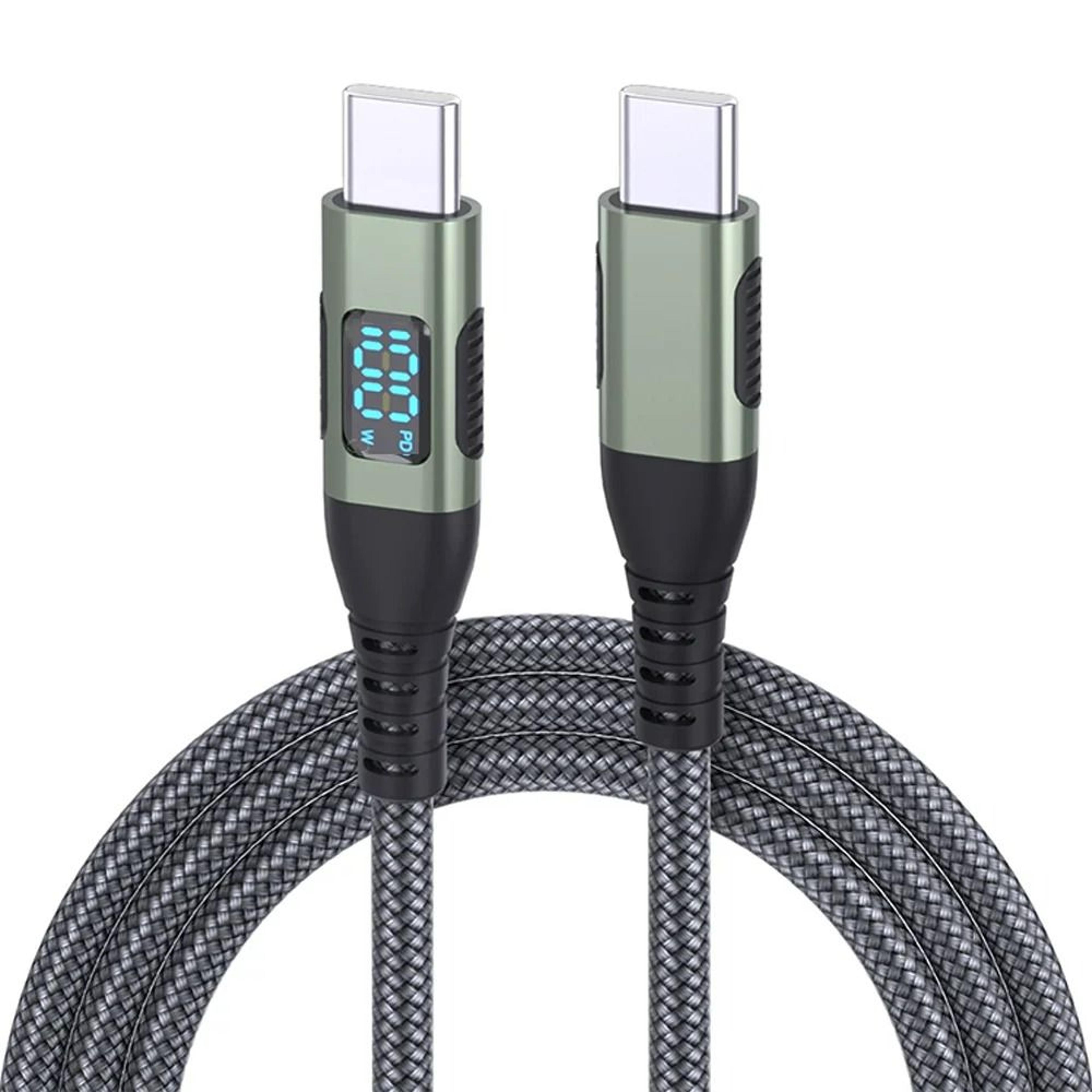 60W  100W USBC To USBC Fast Charging Nylon Braided Cable With RealTime LED Power Display 1m  2m  3m 0