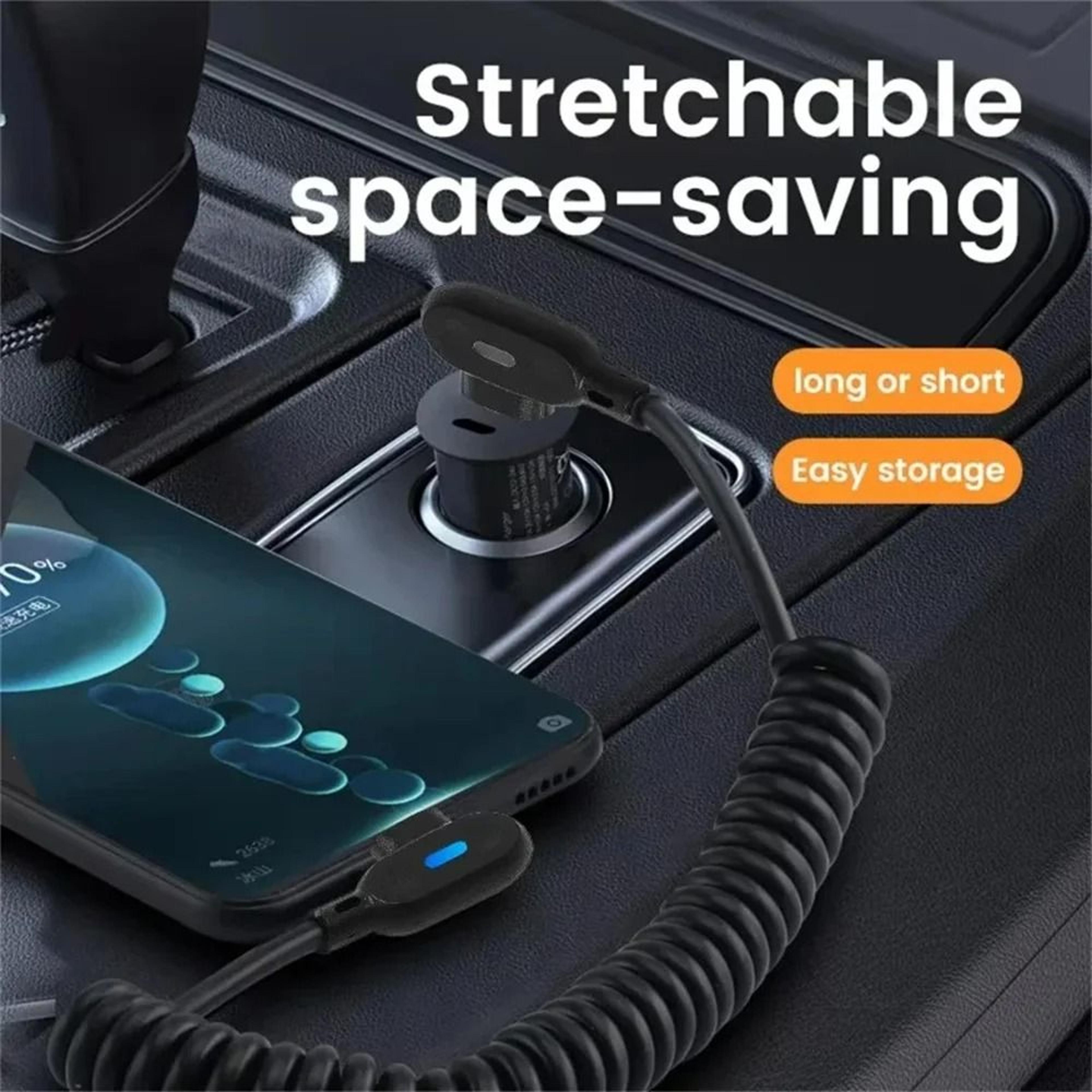 6A Dual Elbow 90Degree Coiled Spring USB To TypeC Fast Charging Cable 3