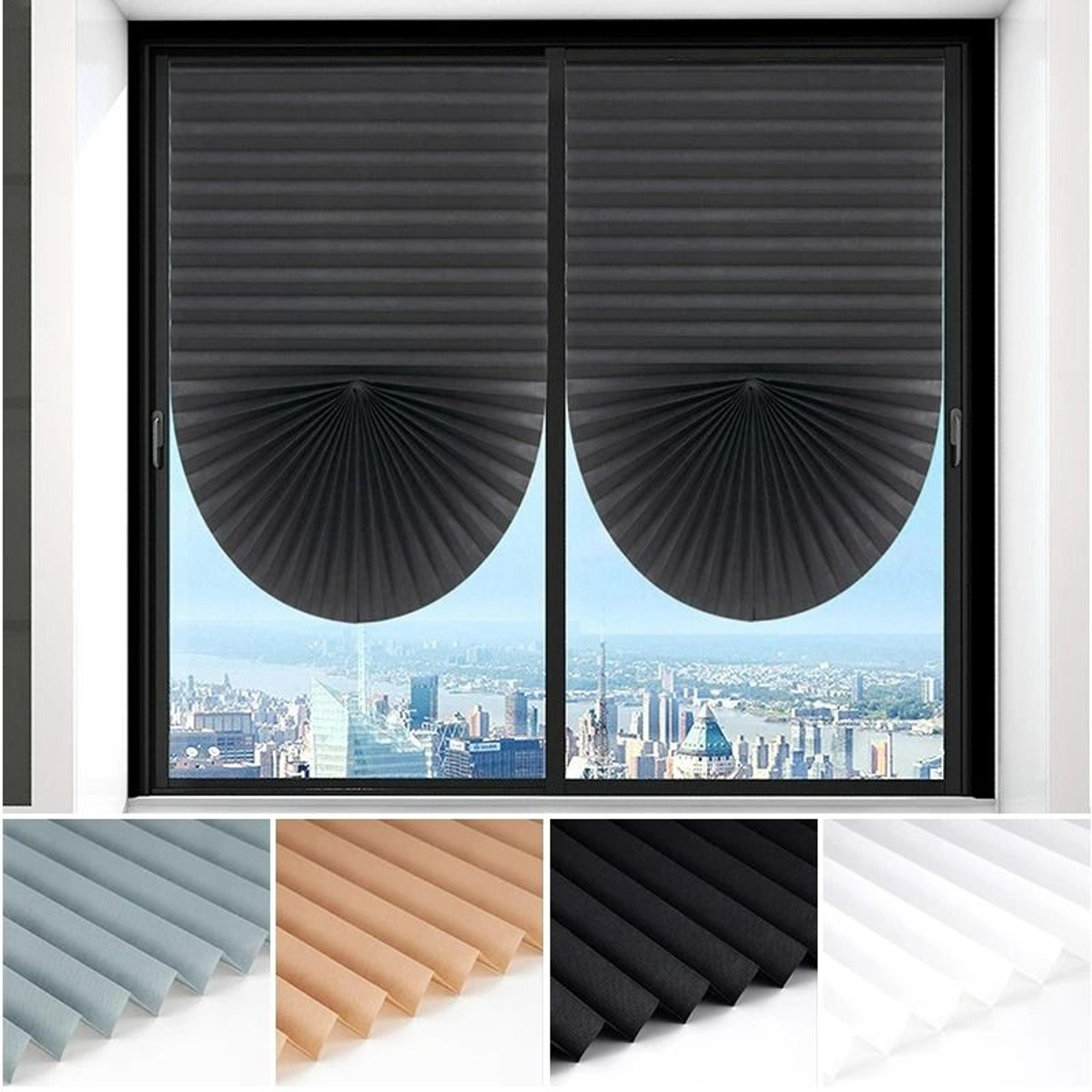 Adhesive NonWoven Pleated Window Shades Blackout Blind Curtain 1