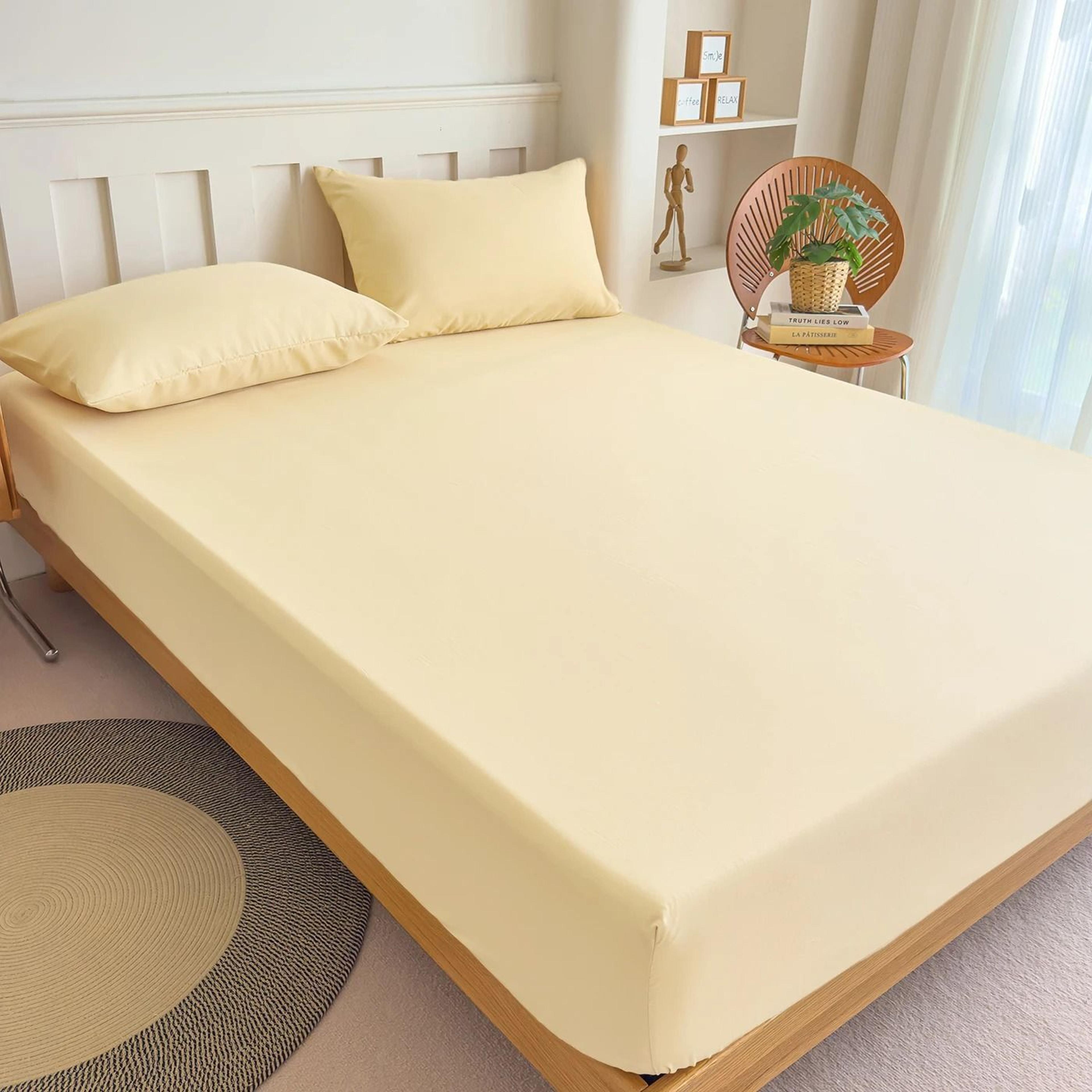 High Quality Solid Color Elastic Fitted Sheet Bed Mattress Cover 5