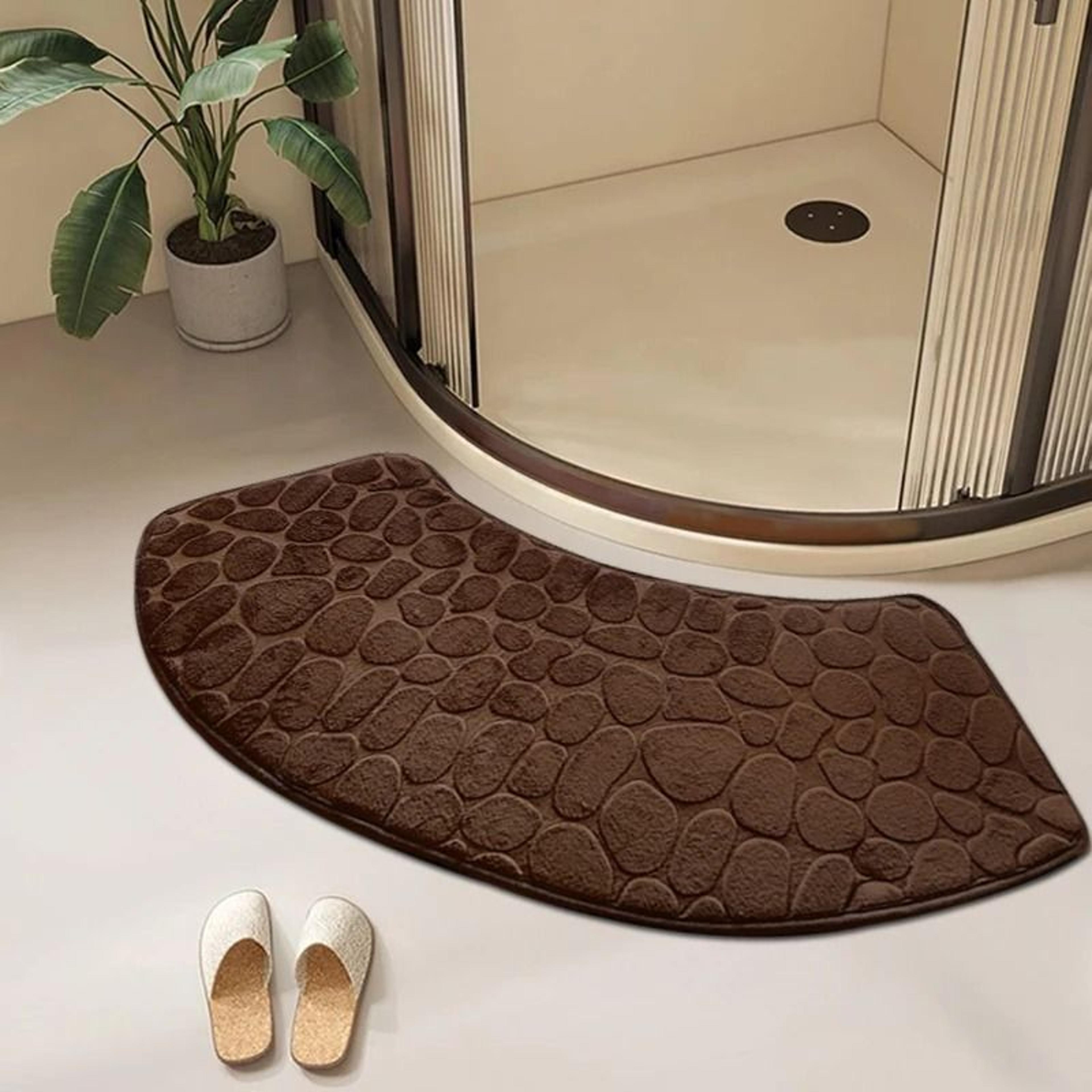 3D Cobblestone Embossed NonSlip Bathroom Velvet Mat Absorbent Doormat 5