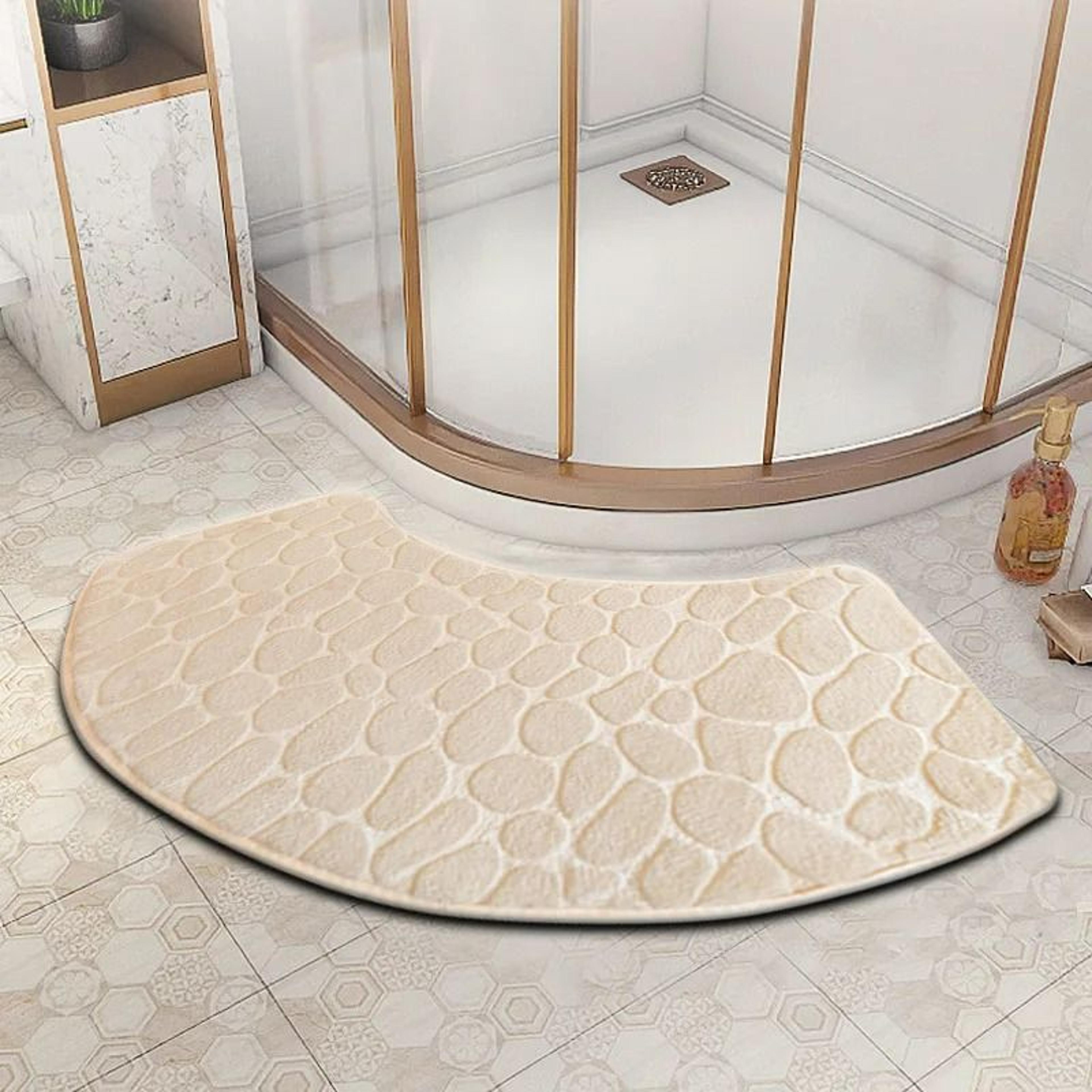 3D Cobblestone Embossed NonSlip Bathroom Velvet Mat Absorbent Doormat 8