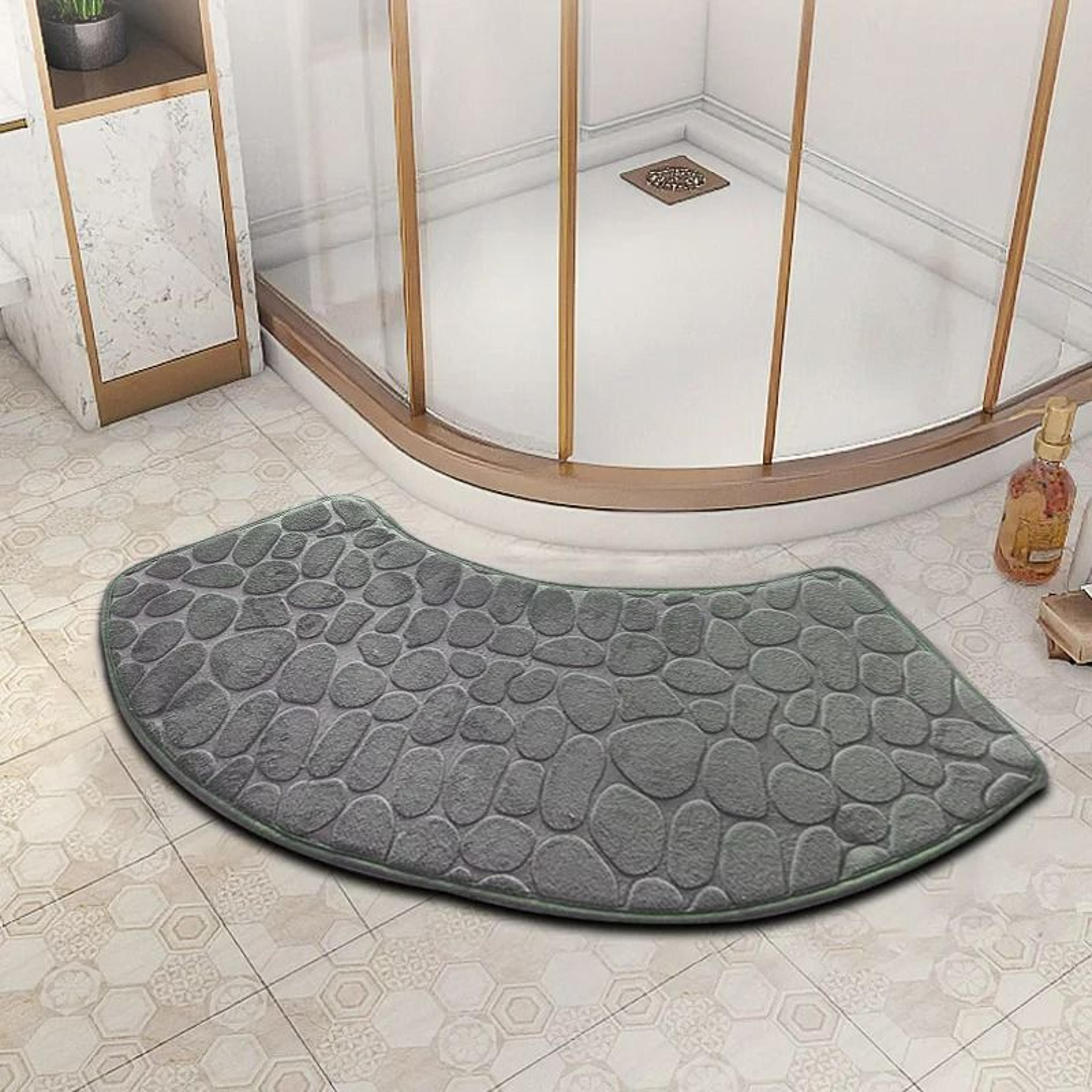 3D Cobblestone Embossed NonSlip Bathroom Velvet Mat Absorbent Doormat 10