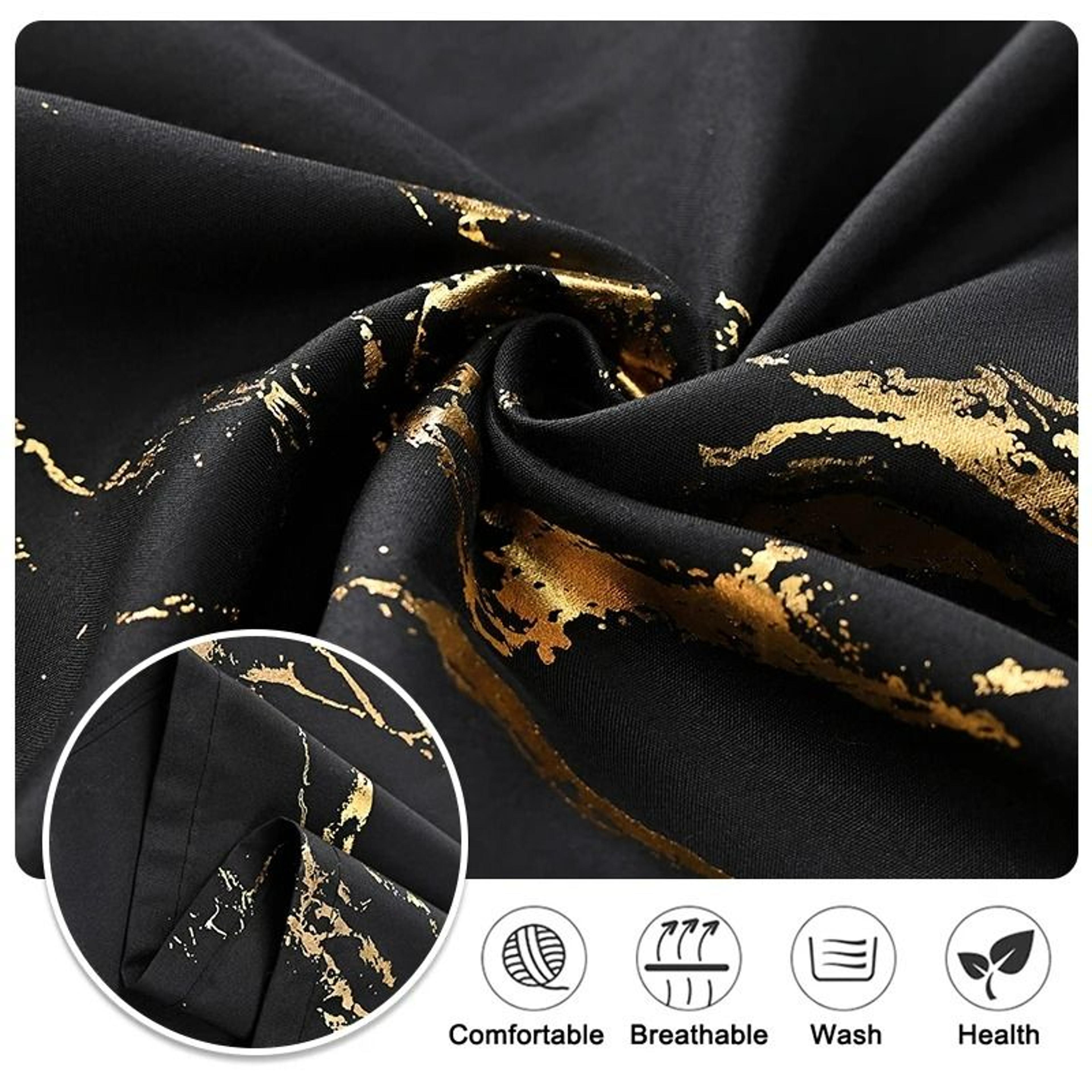 Luxury Marble Pattern Printed Curtain With Gold Foil Accents 3