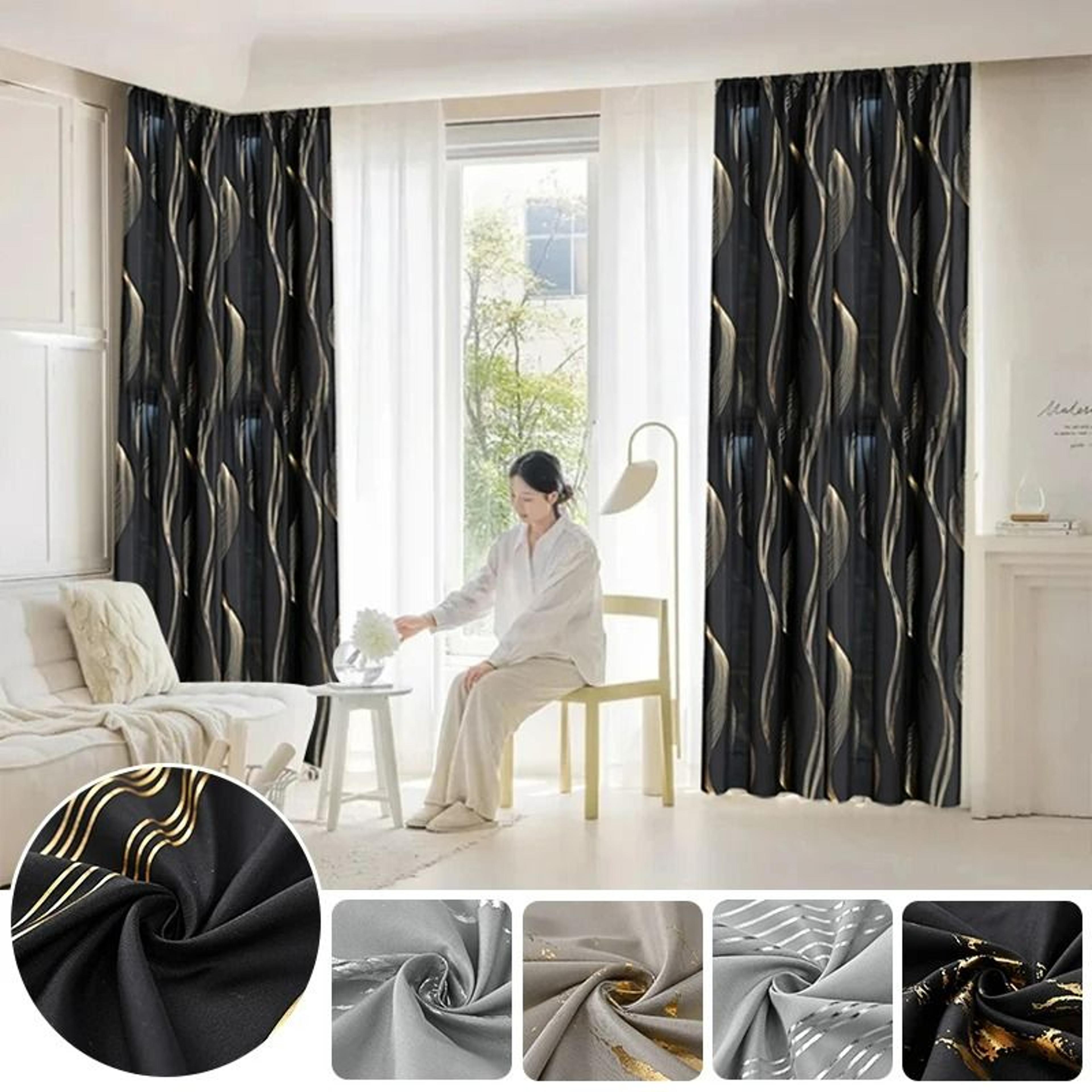 Luxury Marble Pattern Printed Curtain With Gold Foil Accents 1