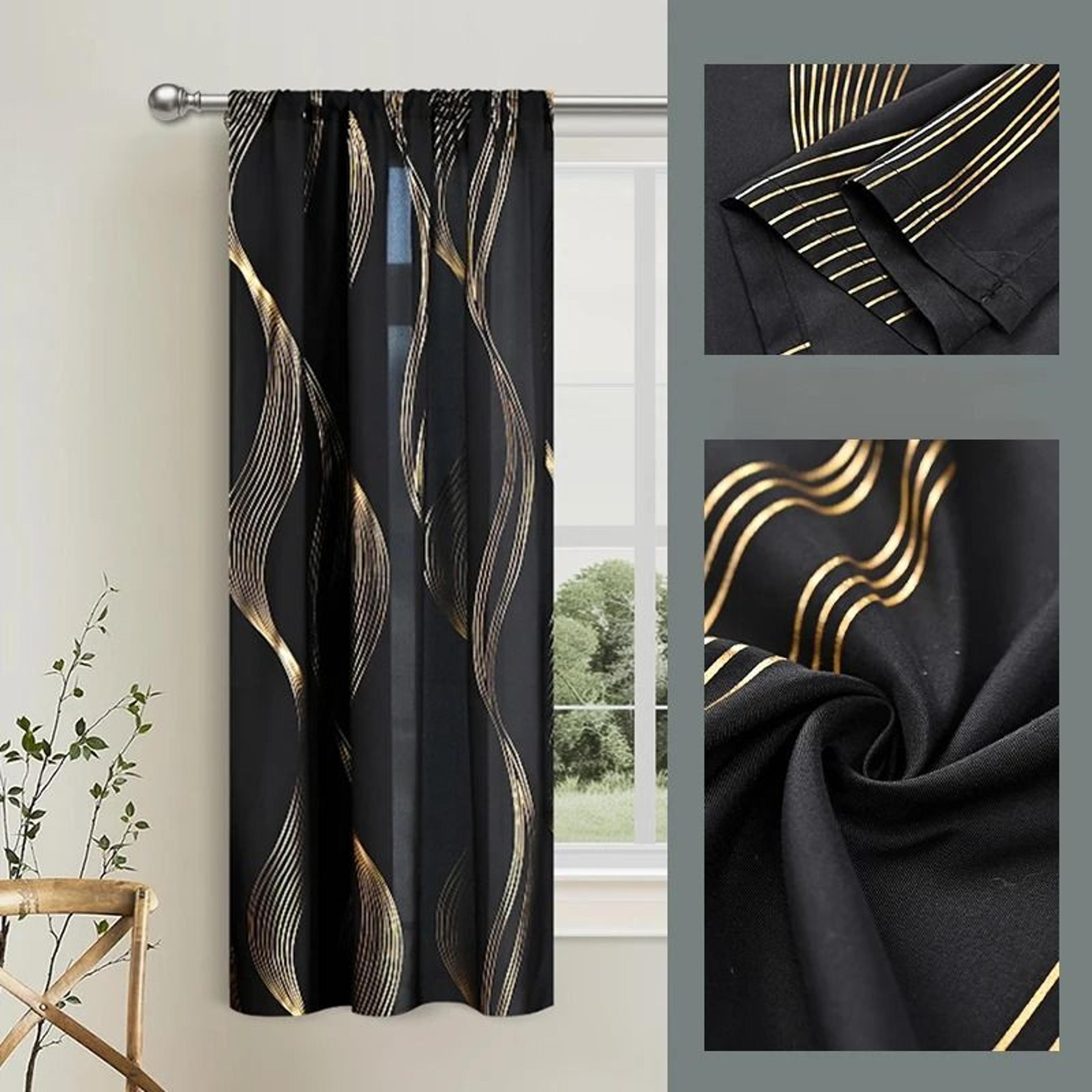 Luxury Marble Pattern Printed Curtain With Gold Foil Accents 5
