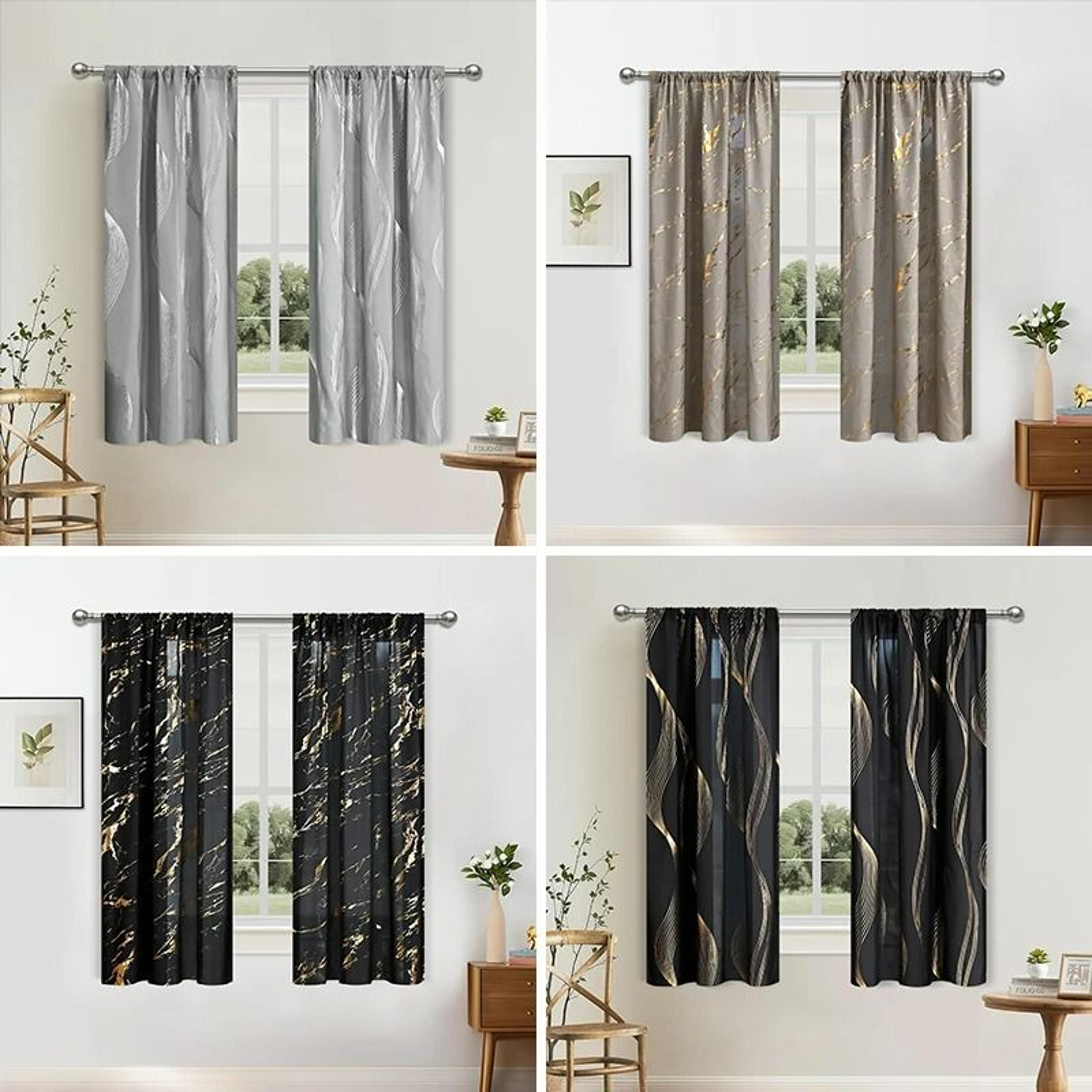 Luxury Marble Pattern Printed Curtain With Gold Foil Accents 6