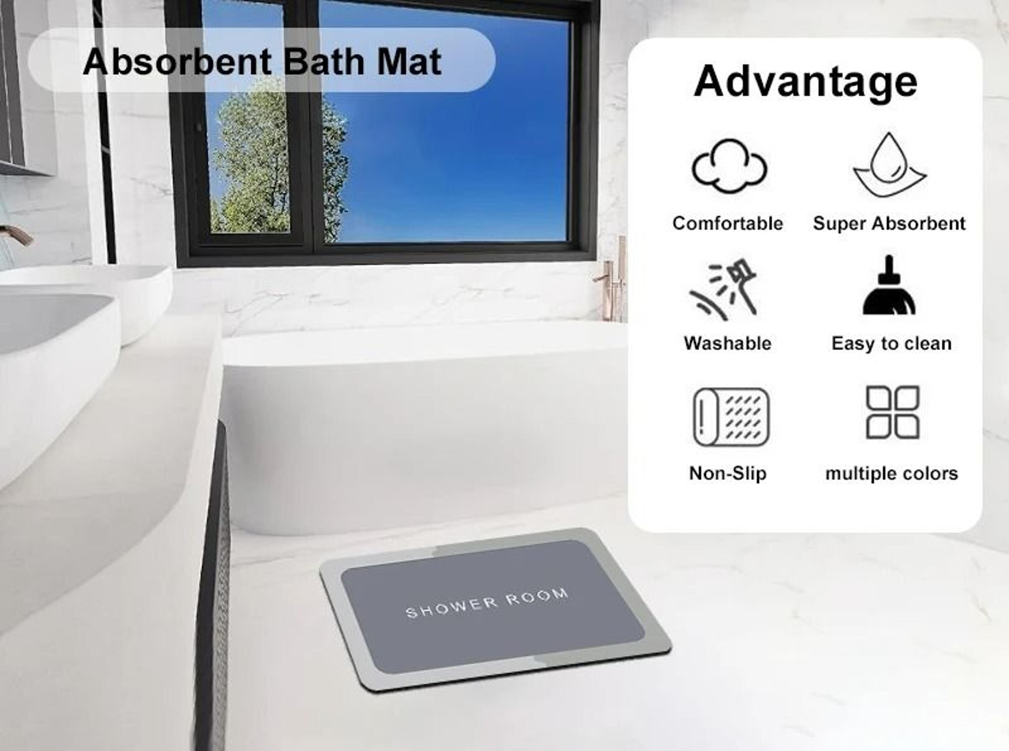 Diatomite Earth Absorbent NonSlip QuickDry Bath Mat 6
