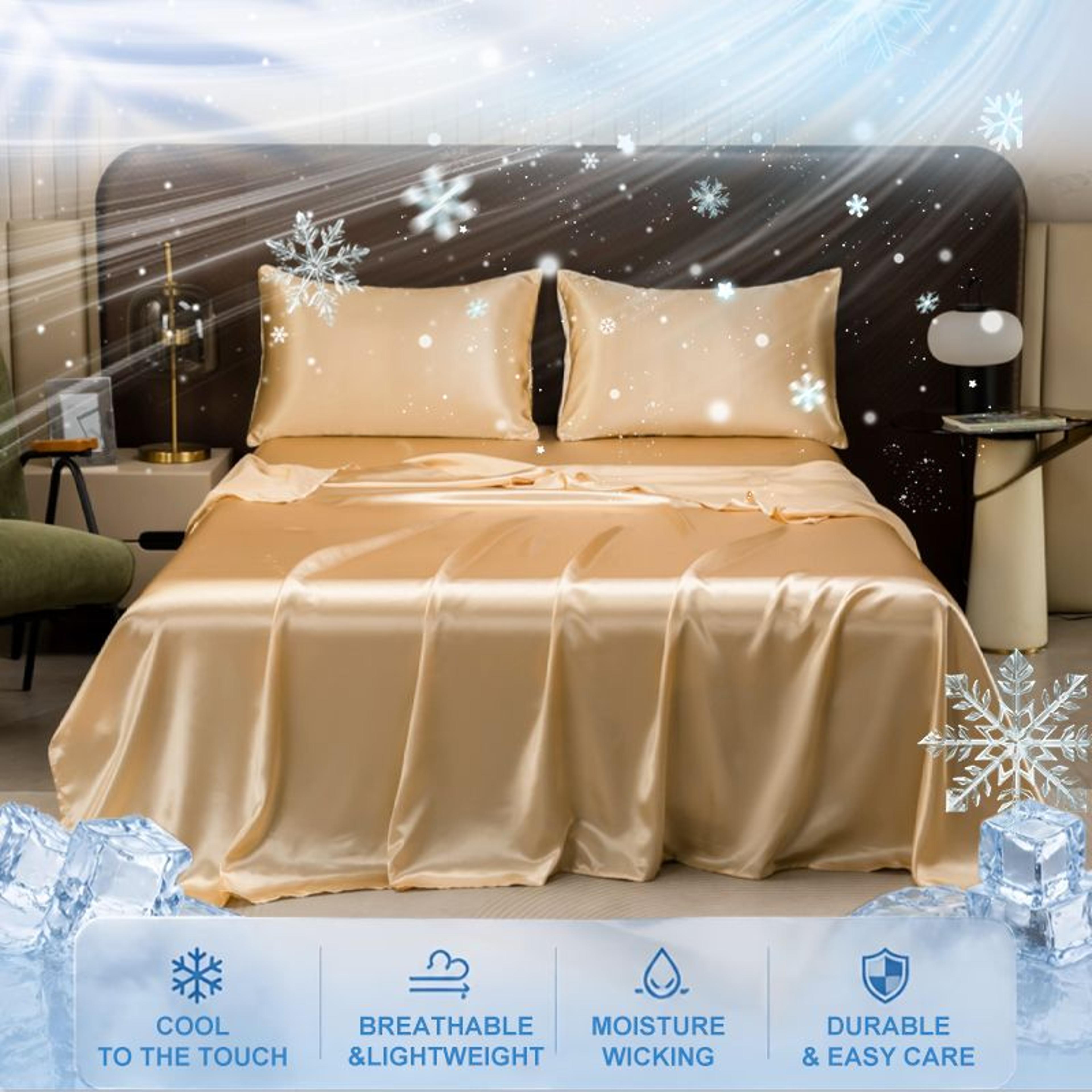 Summer Cooling Satin Ice Silk Flat Bedsheet 8