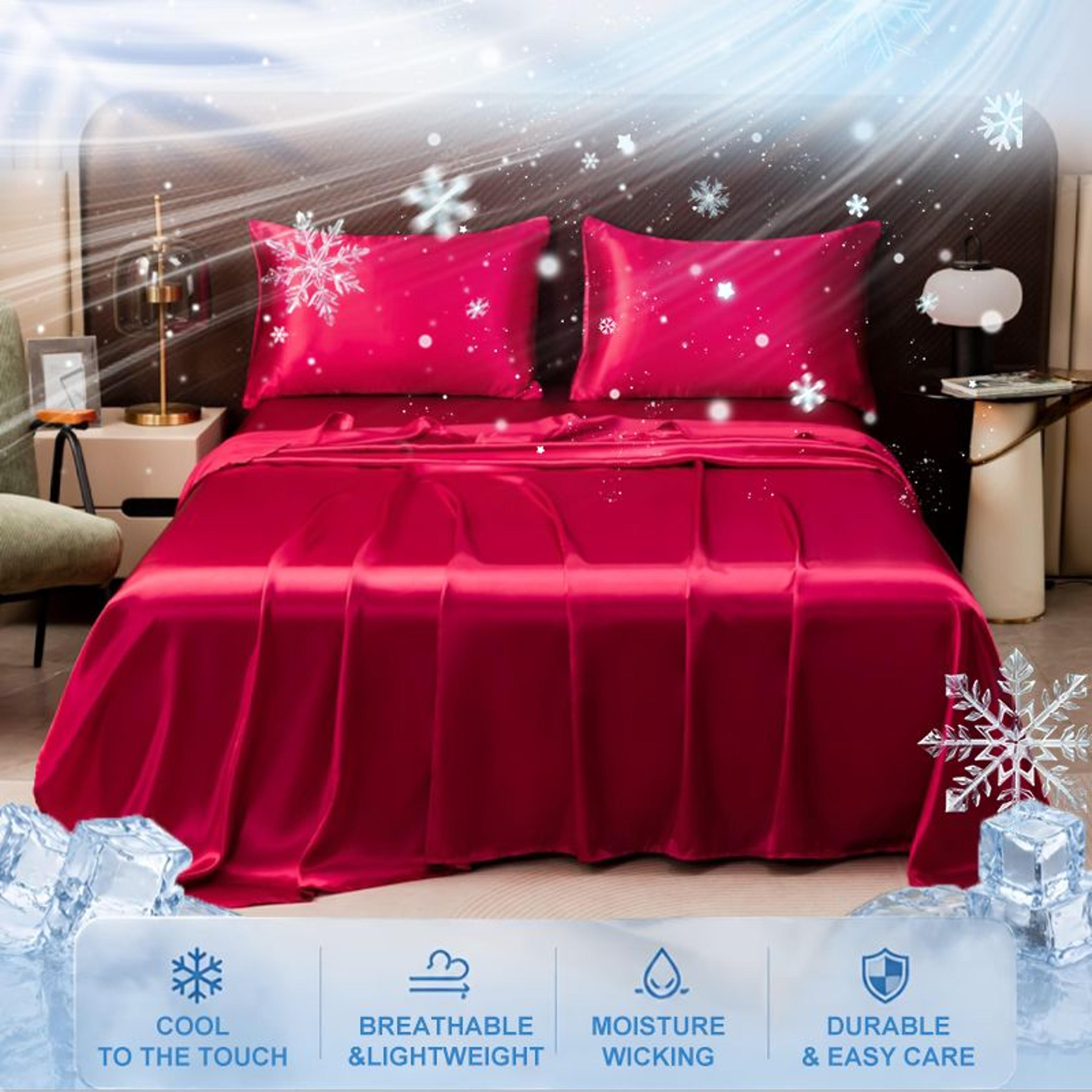 Summer Cooling Satin Ice Silk Flat Bedsheet 6