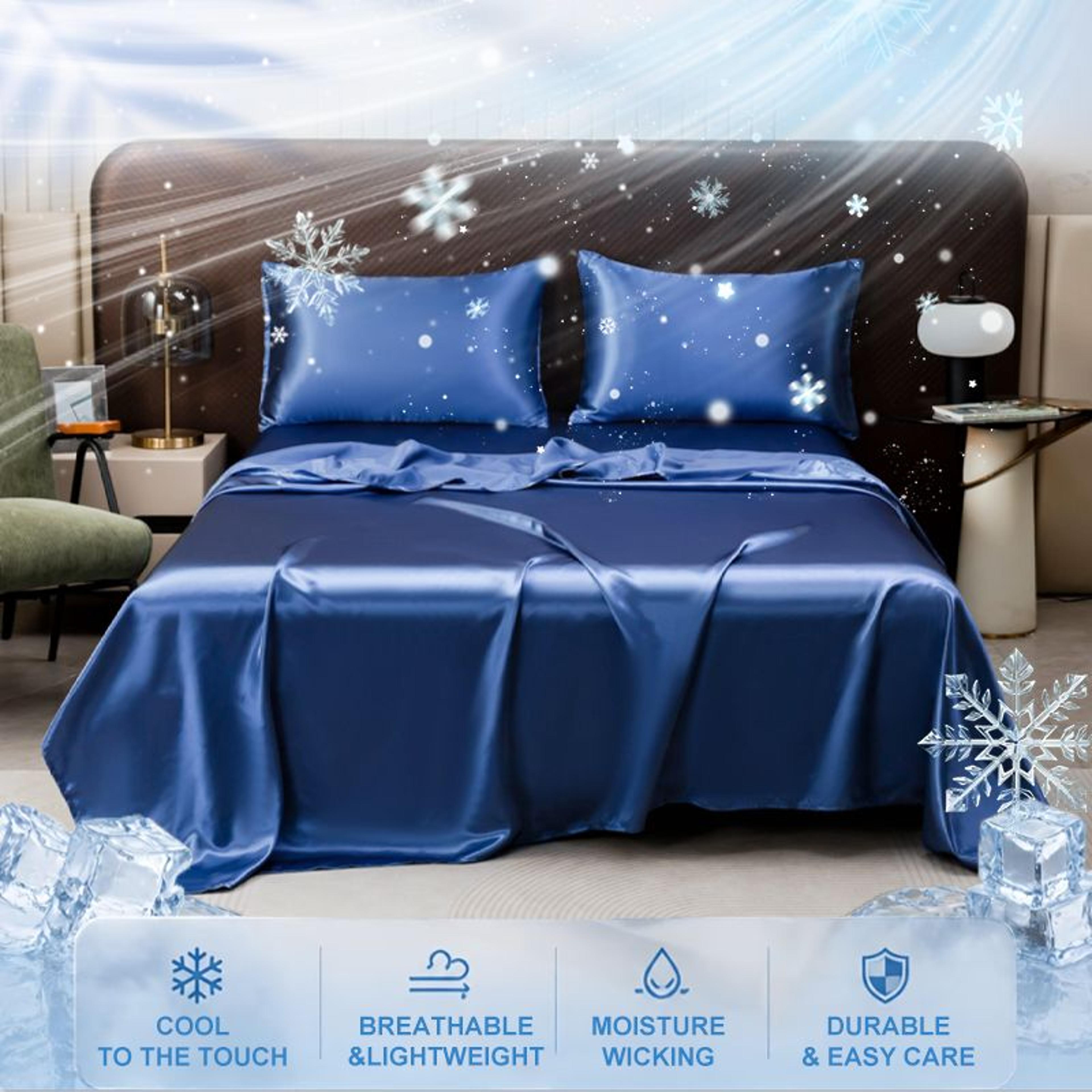 Summer Cooling Satin Ice Silk Flat Bedsheet 11