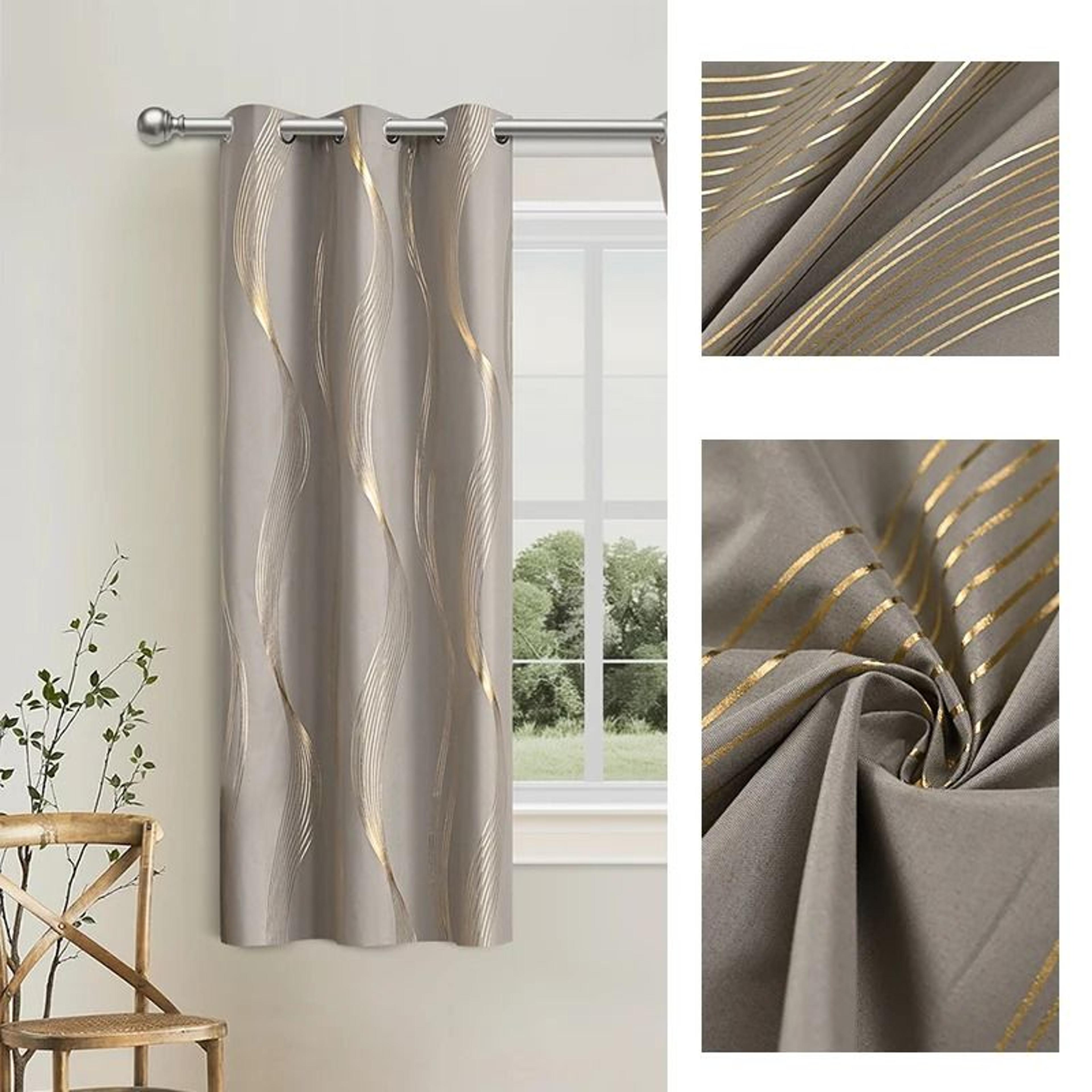 Luxury Gold Foil Printed 100 Blackout Curtain 10