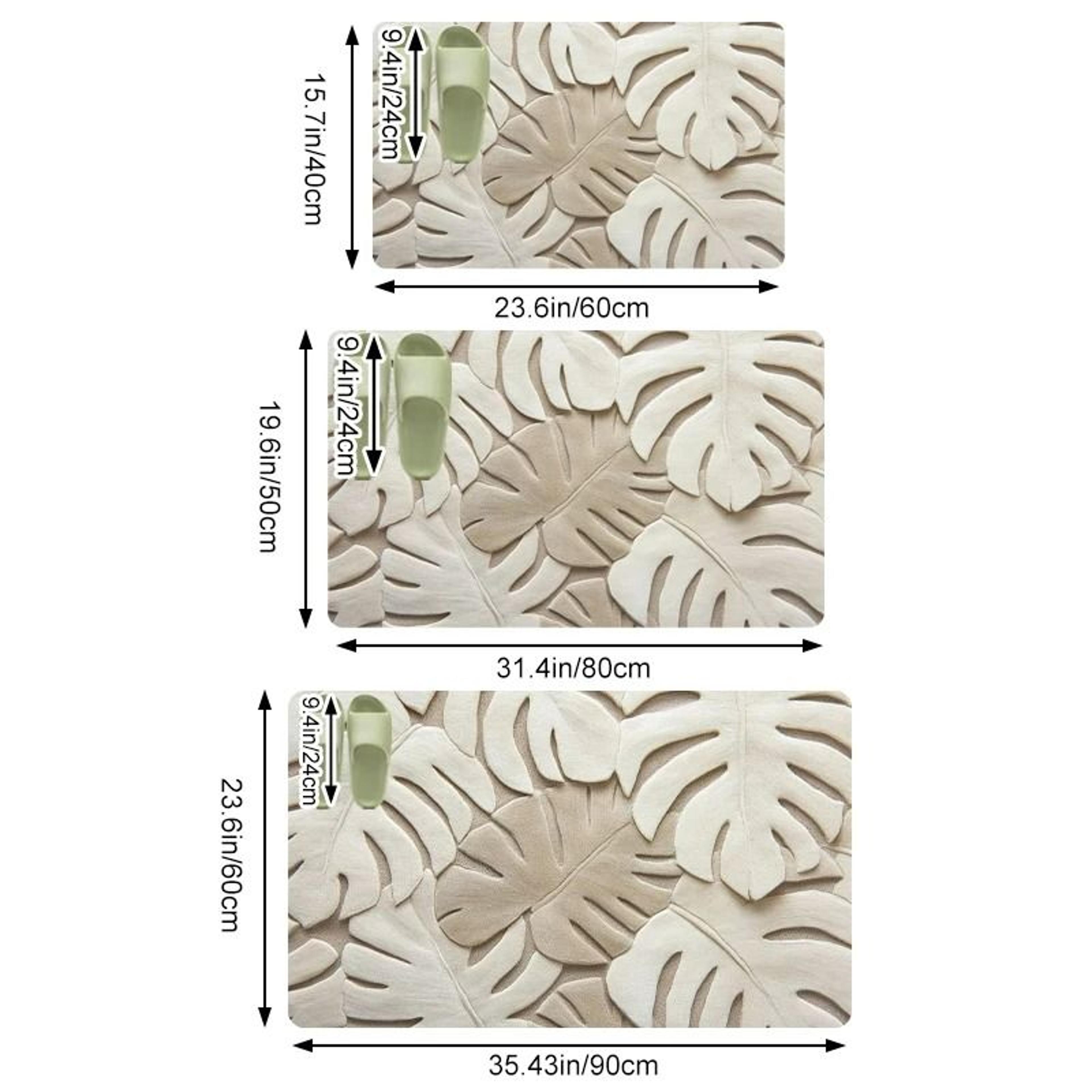 2D Tropical Leaf Print Diatomaceous Absorbent Floor Mat 2