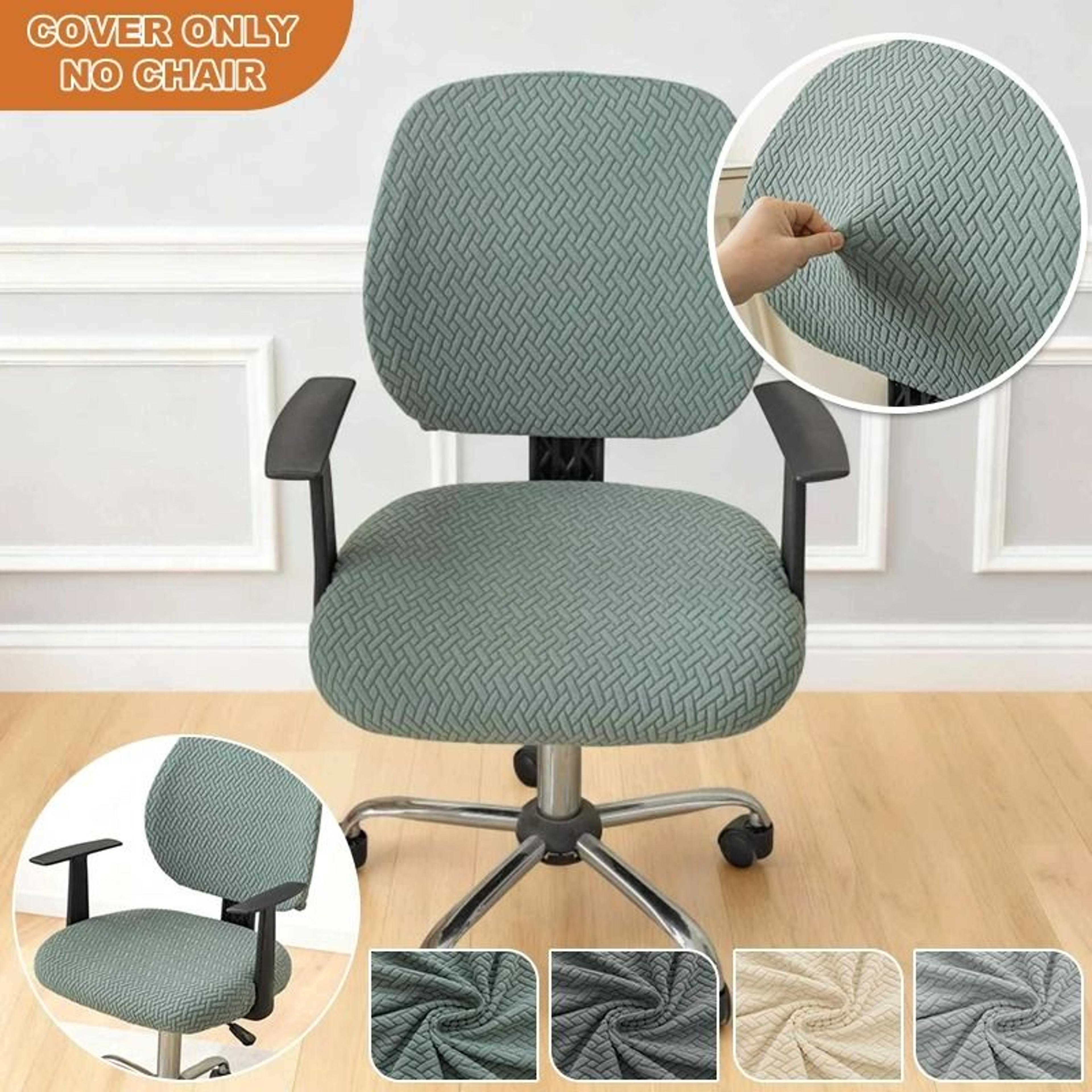 2Piece Split Grid Office Chair Cover Set 3