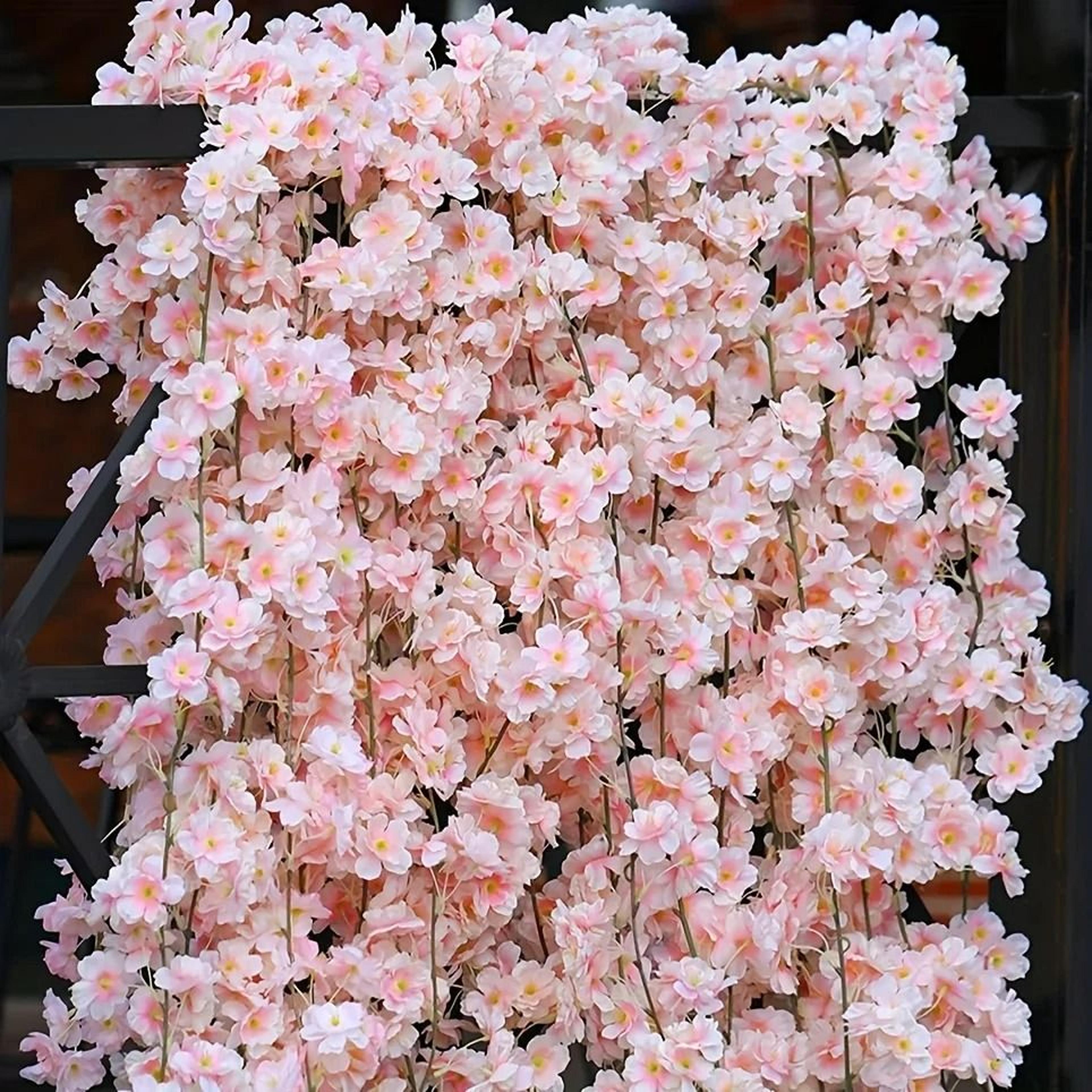 artificial pink sakura & rose flower vine garland