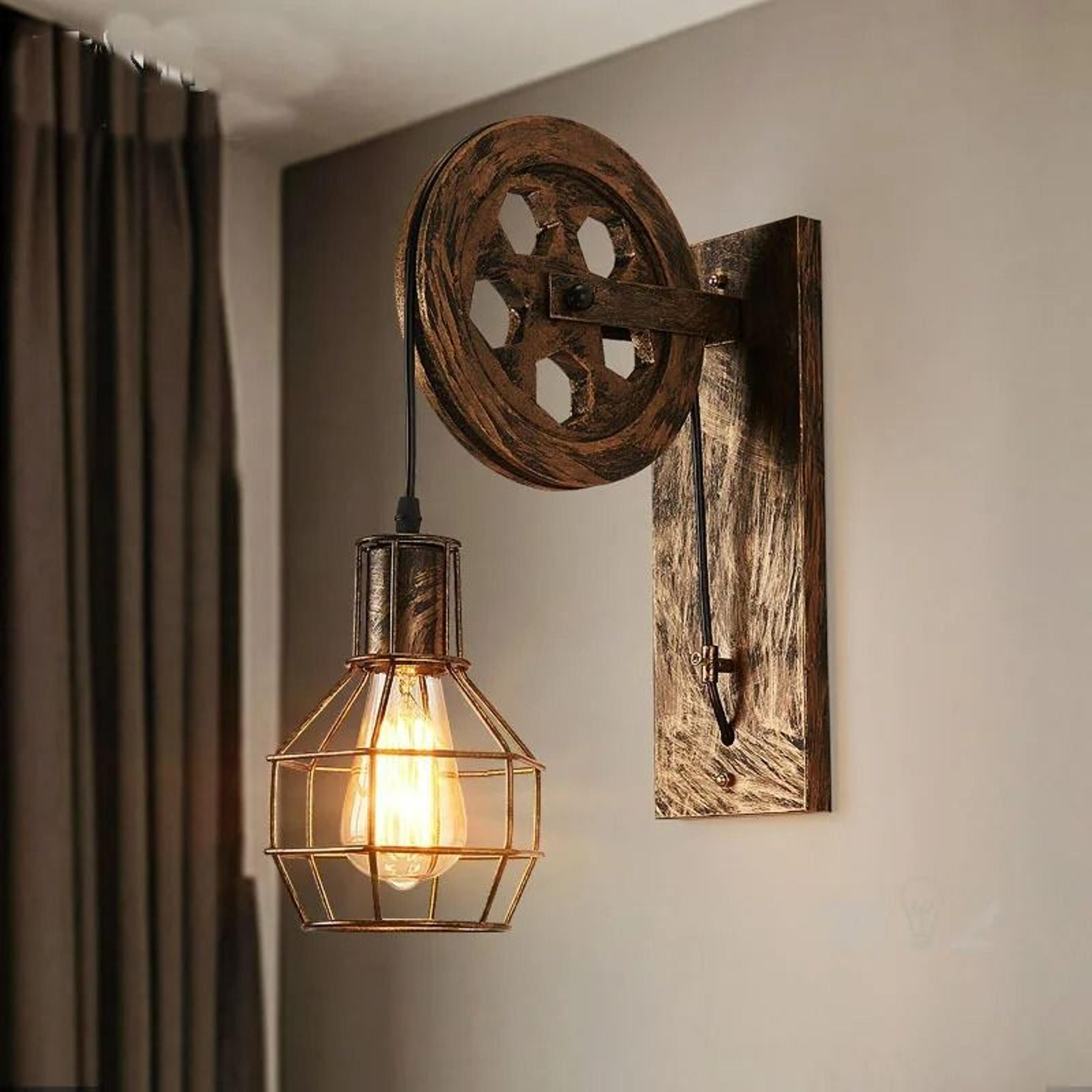 Retro Industrial Lifting Pulley LED Wall Sconce 0