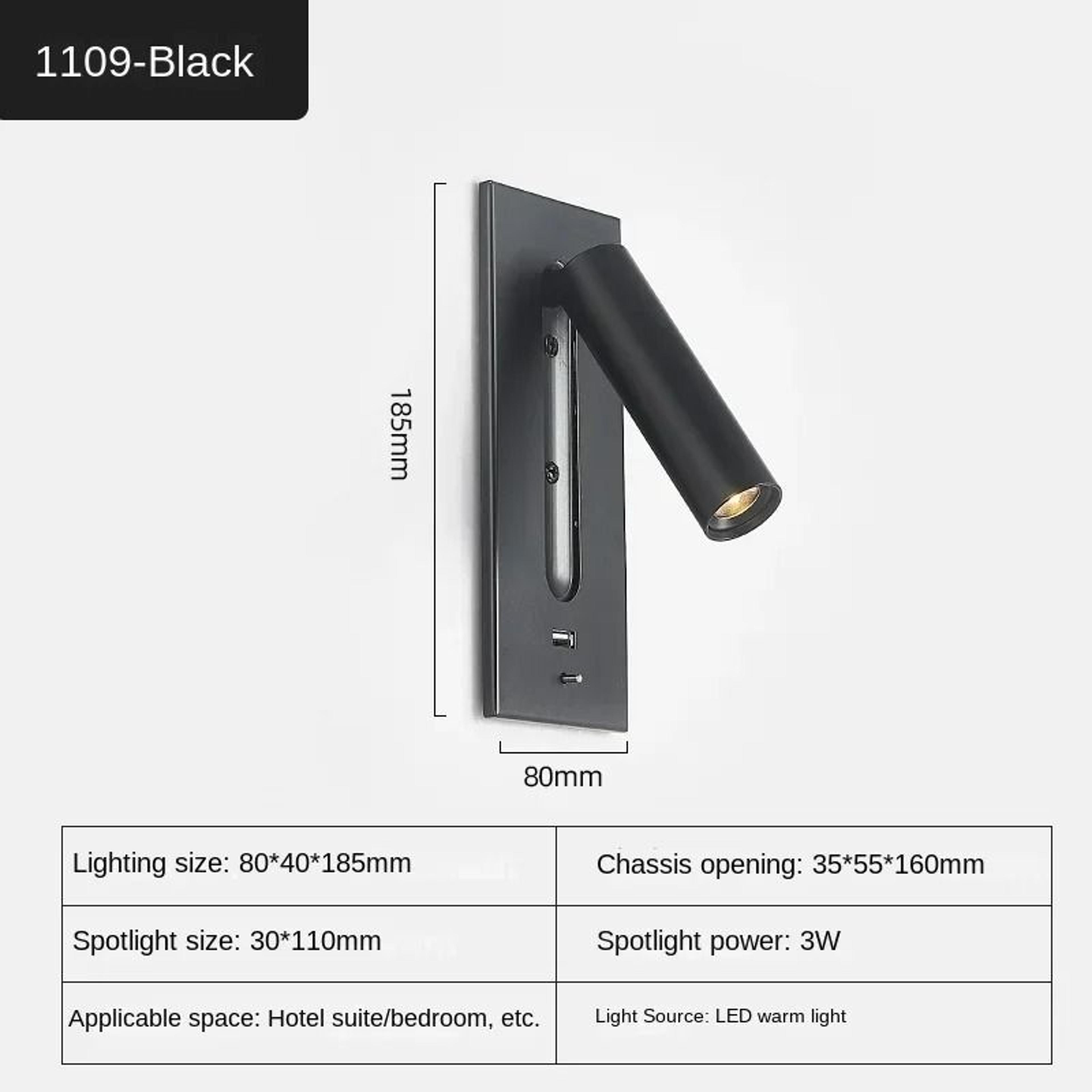 Modern Embedded LED Reading Wall Lamp With USB 10