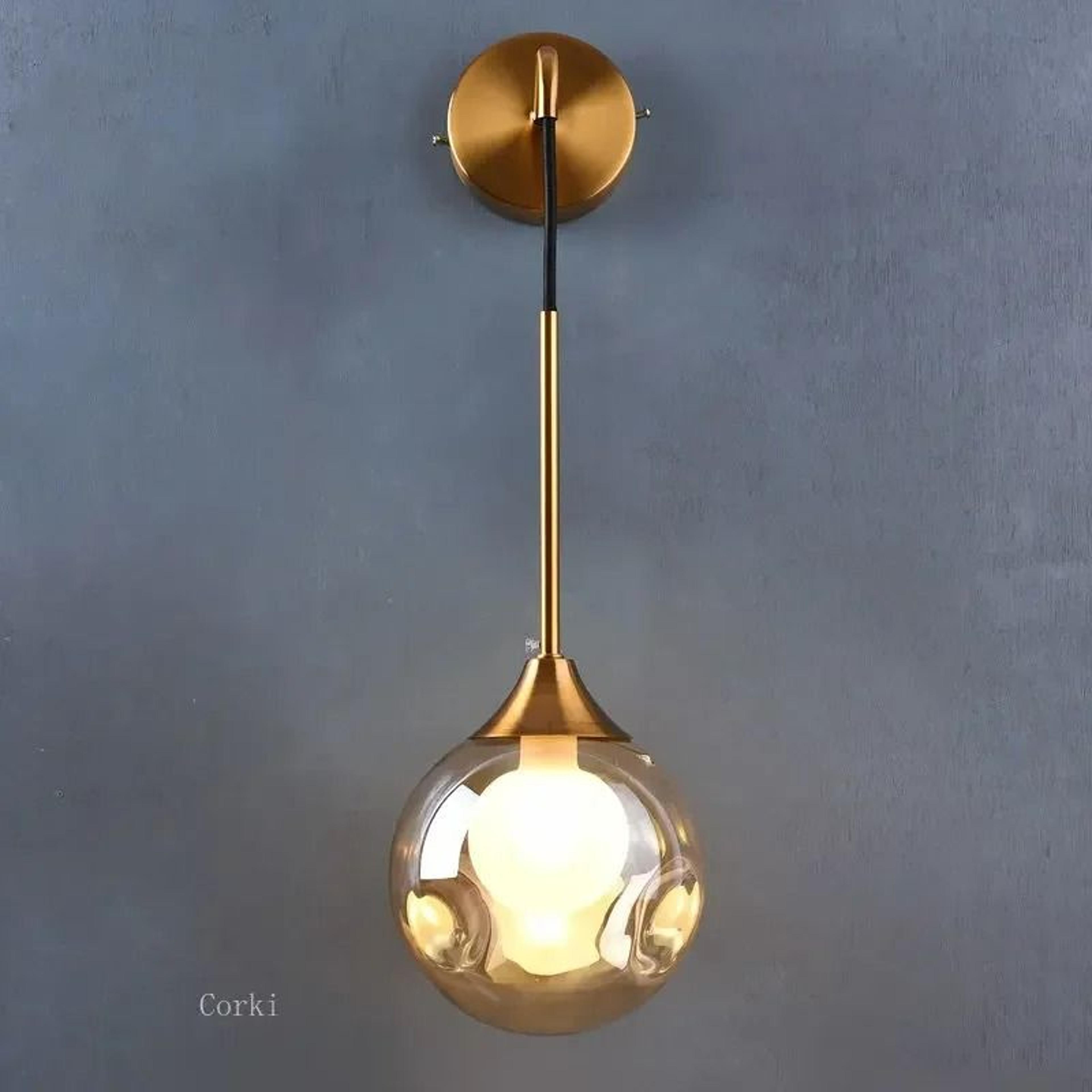 modern gold led glass ball wall sconce