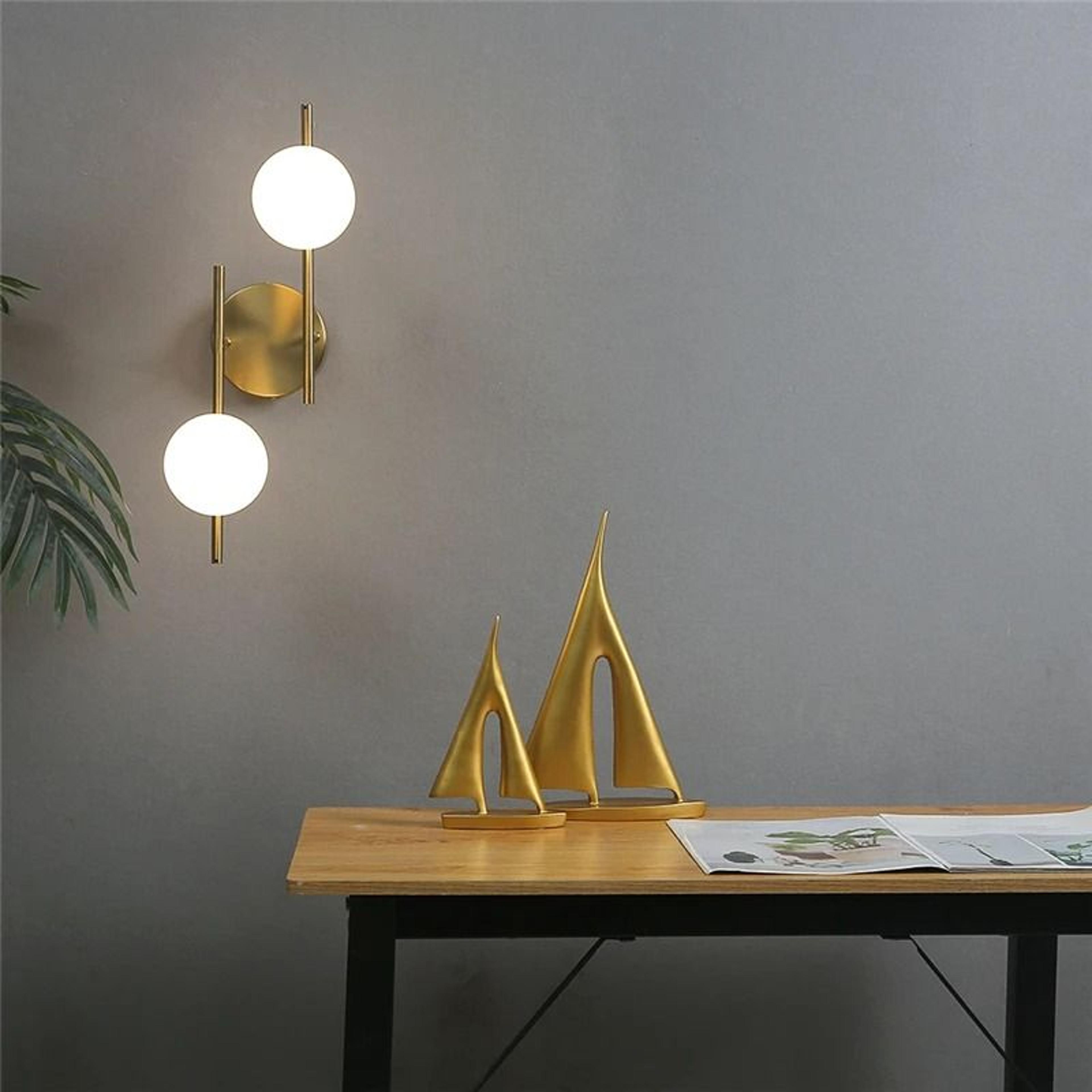 Modern Golden Double Glass Ball Wall Sconce 3