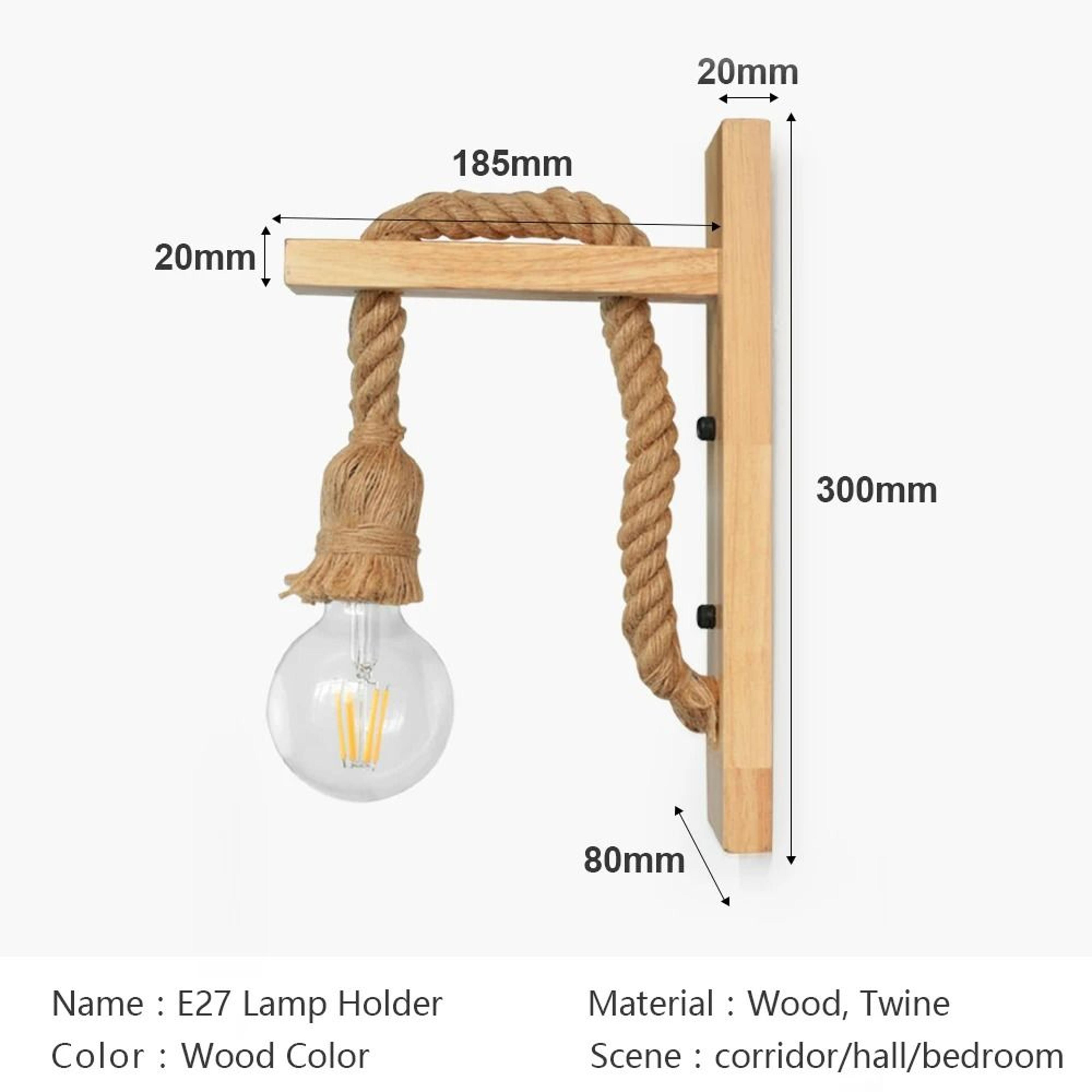 Retro Hemp Rope  Wood Wall Sconce 5