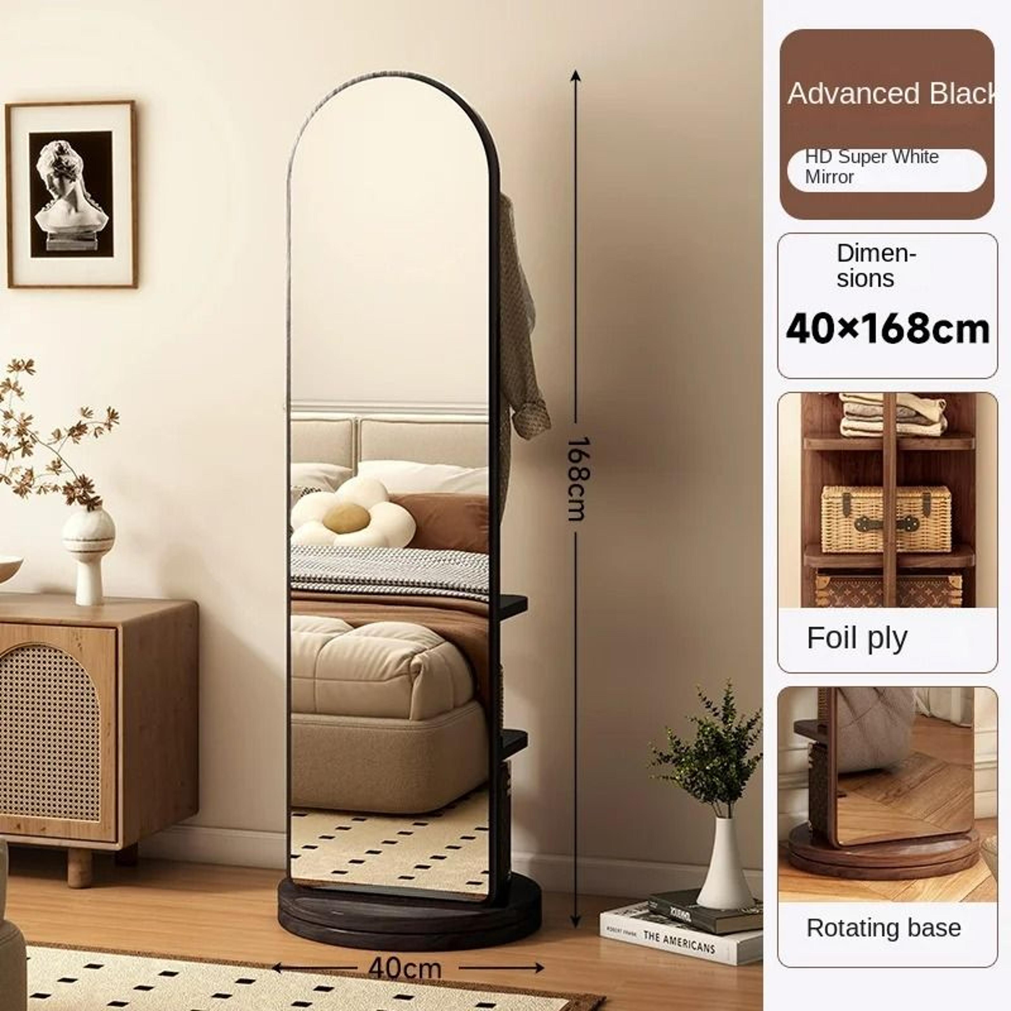 360 Rotating FullLength Mirror With Storage Coat Rack 5