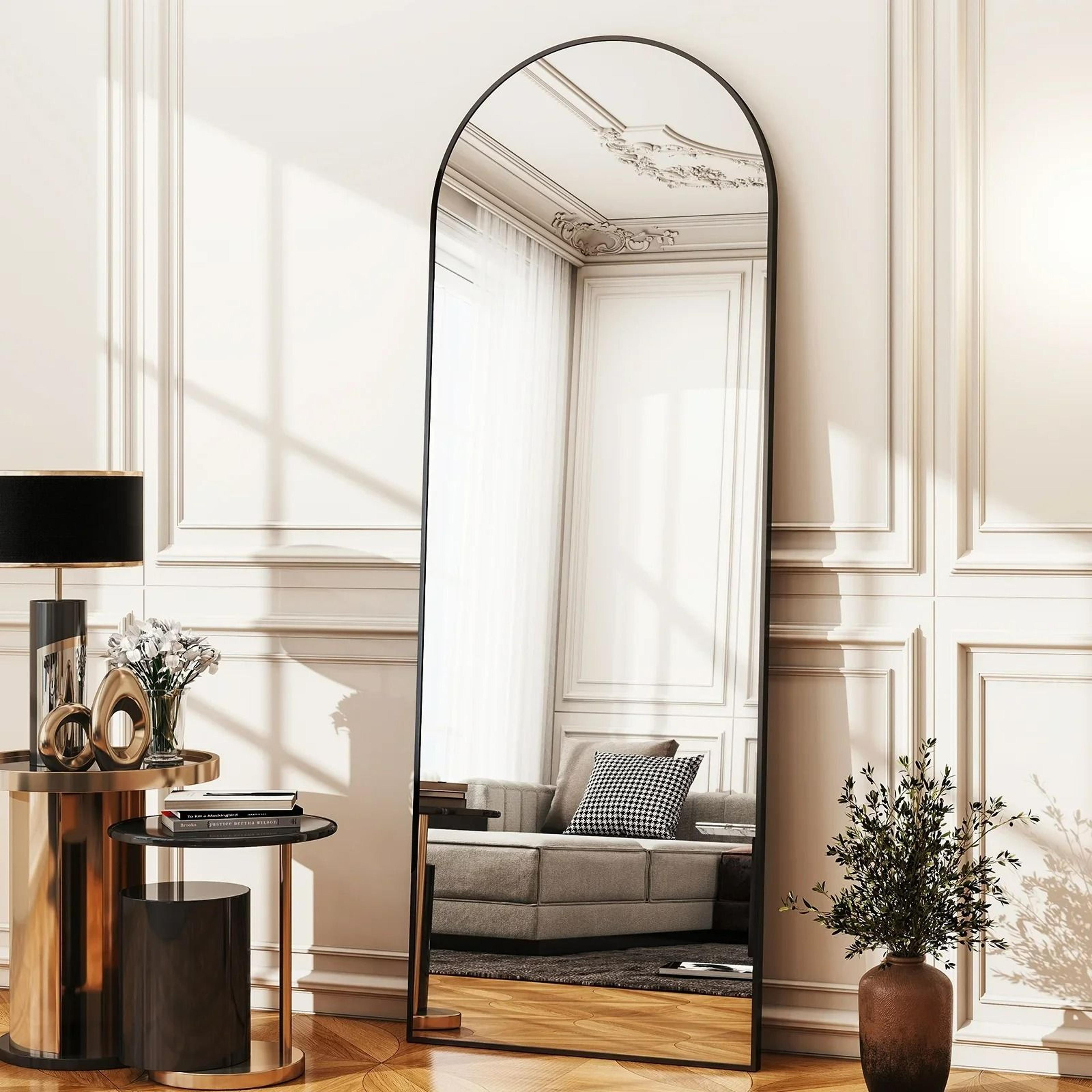 Modern Arched Aluminum Frame FullBody Floor Mirror 2