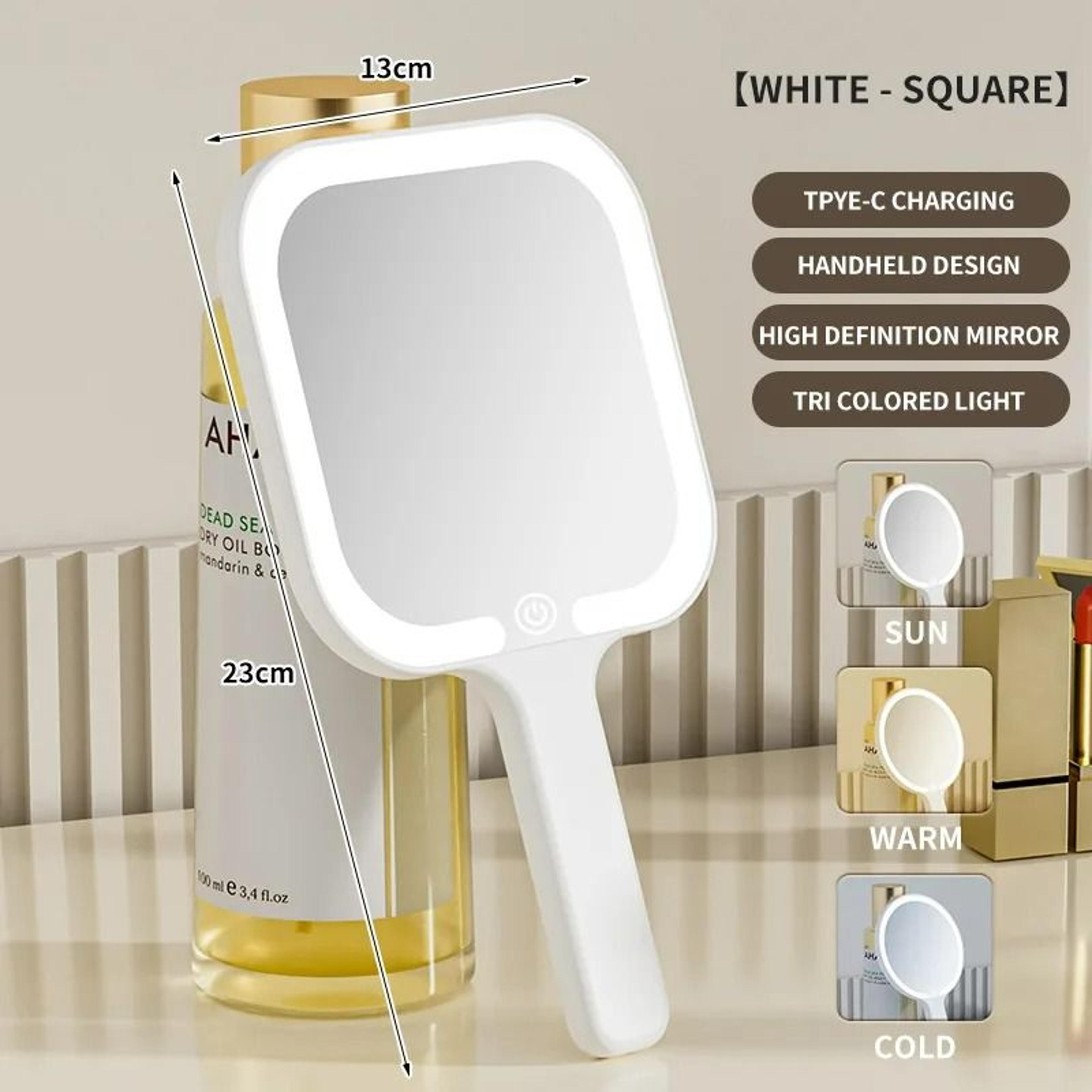 Dimmable LED Compact Handheld Cosmetic Mirror 3