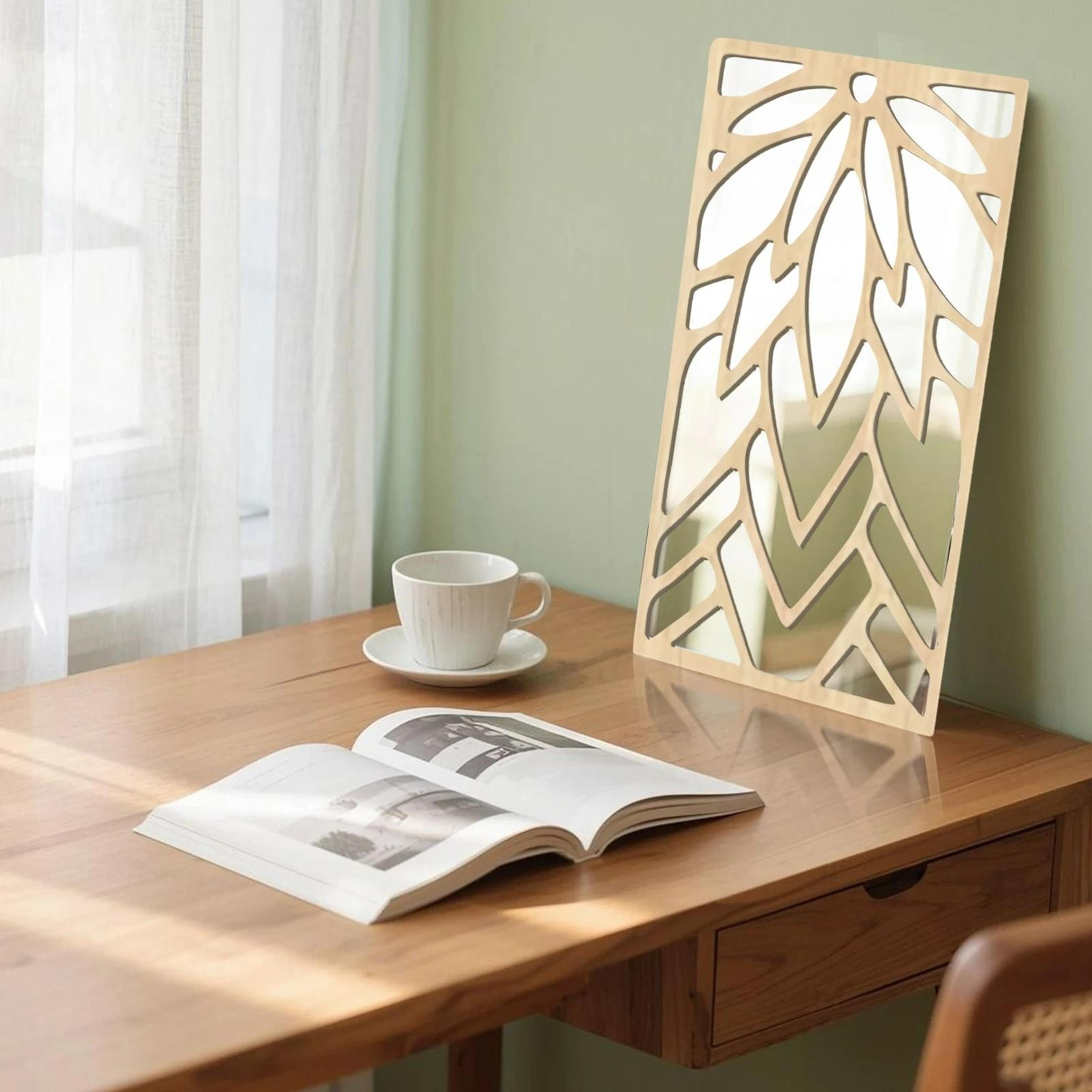3Piece Wooden Acrylic DoubleLayer Leaf Wall Mirror Set 1