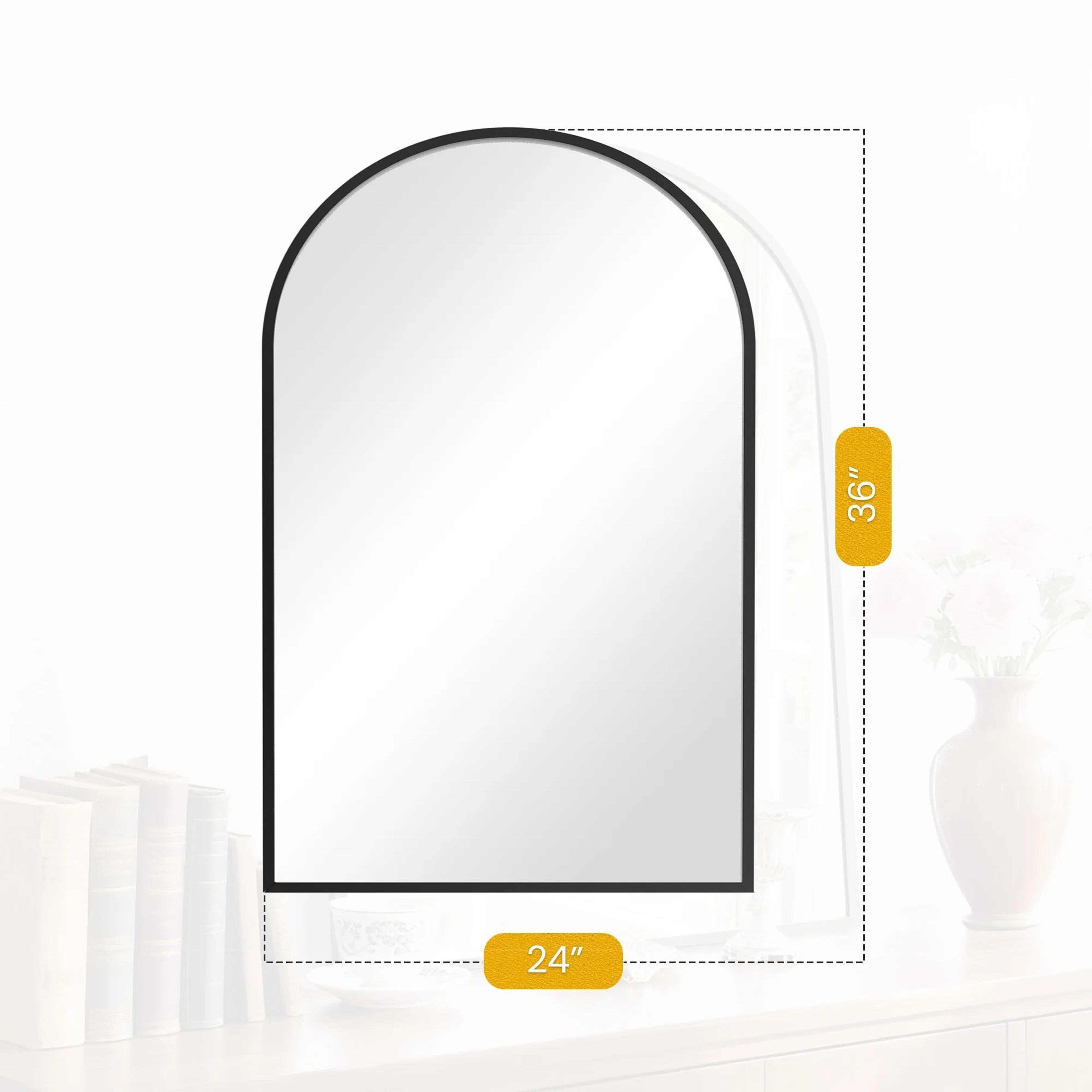 Modern Arched Metal Framed Wall Dressing Mirror 8