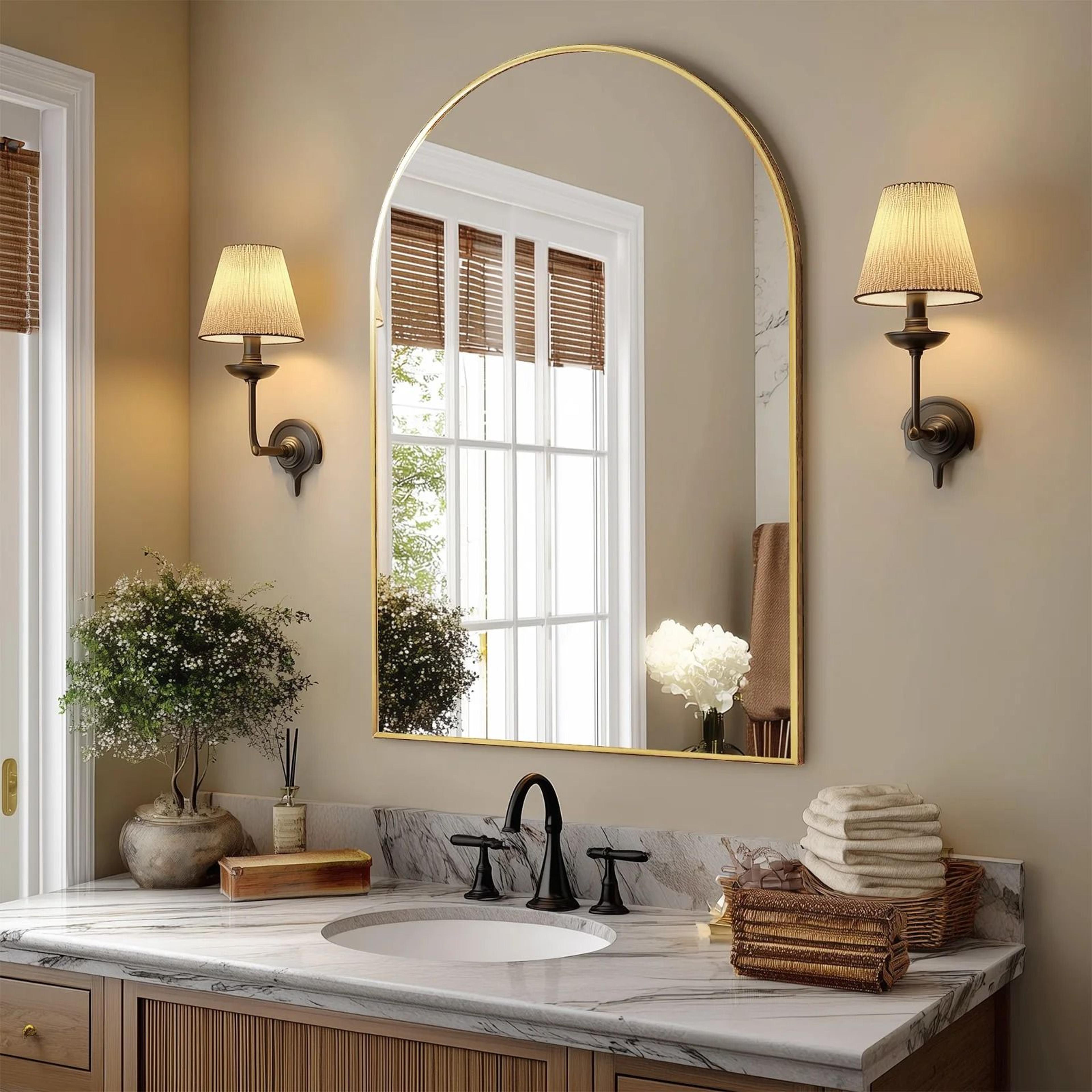 Arched Metal Framed Wall Decor  Bathroom Mirror 2