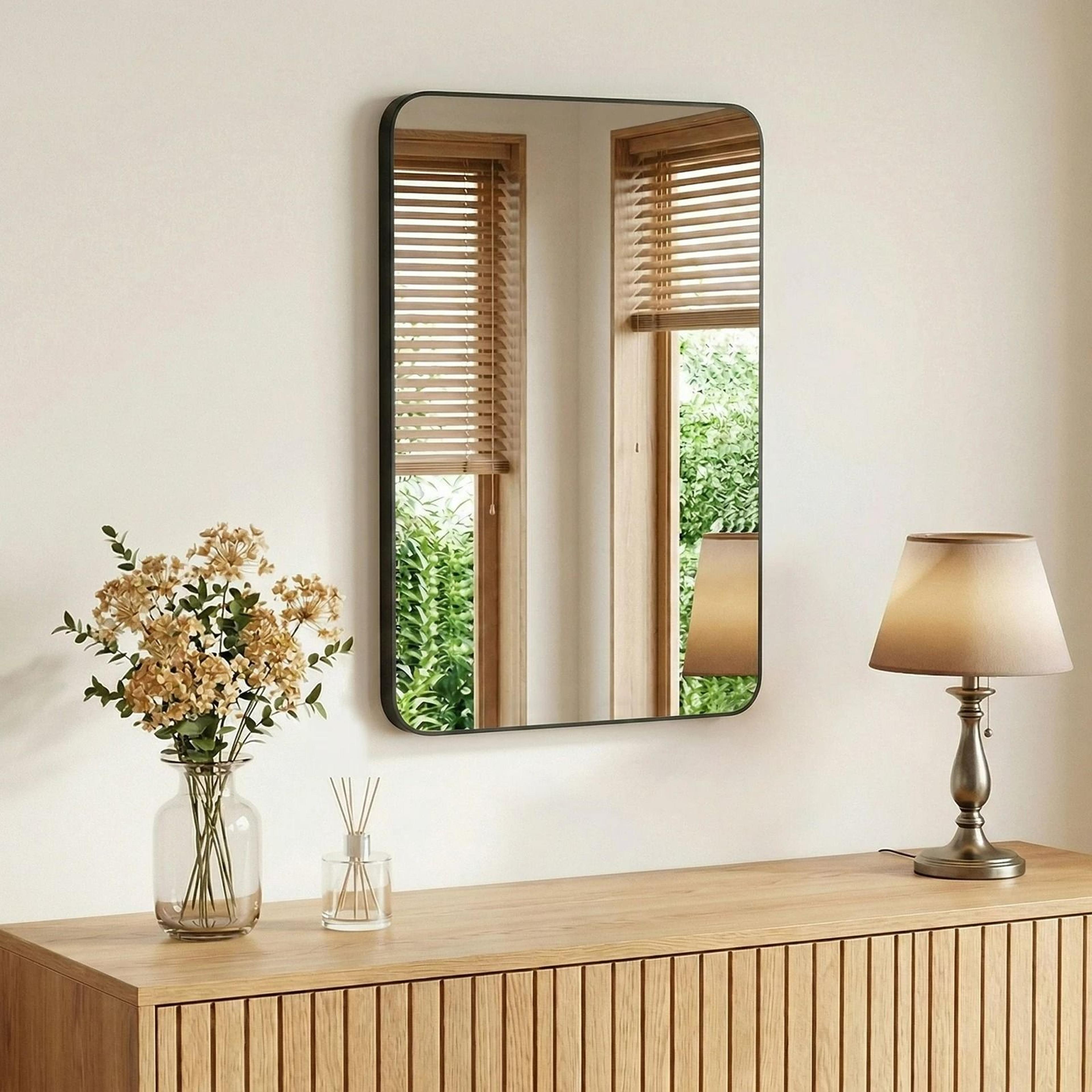 Rounded Rectangle Metal Framed Wall Mirror 0