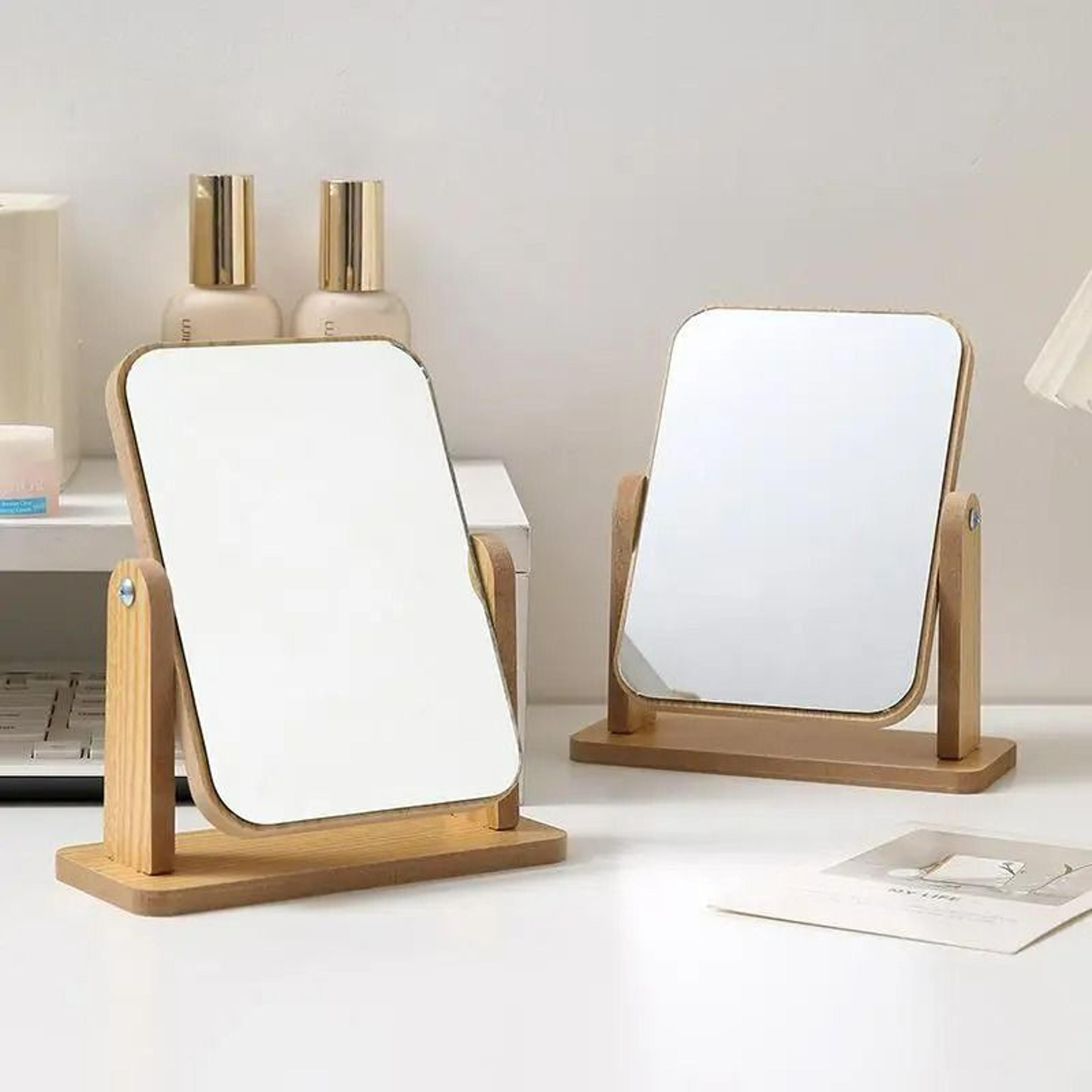 Clear Wooden Desktop AngleAdjustable Vanity Mirror 0